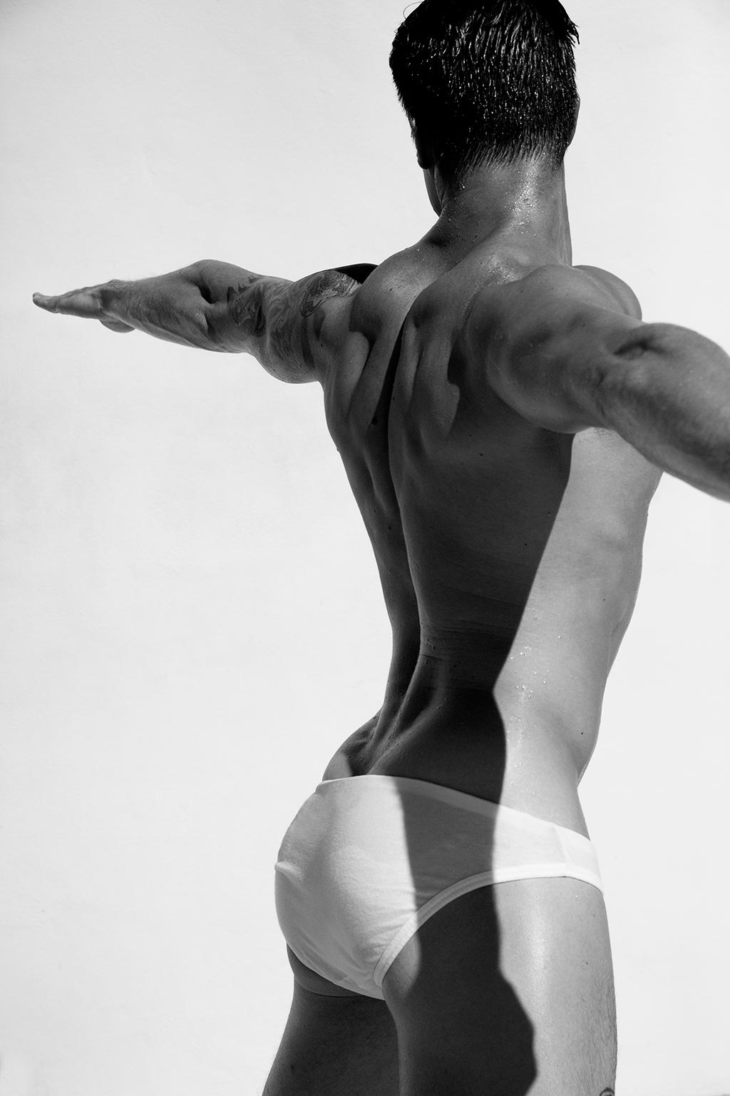 Ricky Cohete Nude Photograph - Man Back, One. Motion Series. Figurative Limited Edition  B & W Photograph