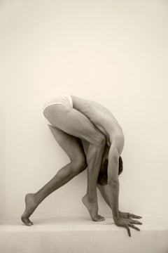 Man Curve, Two. Motion Series. Male Sepia Photograph
