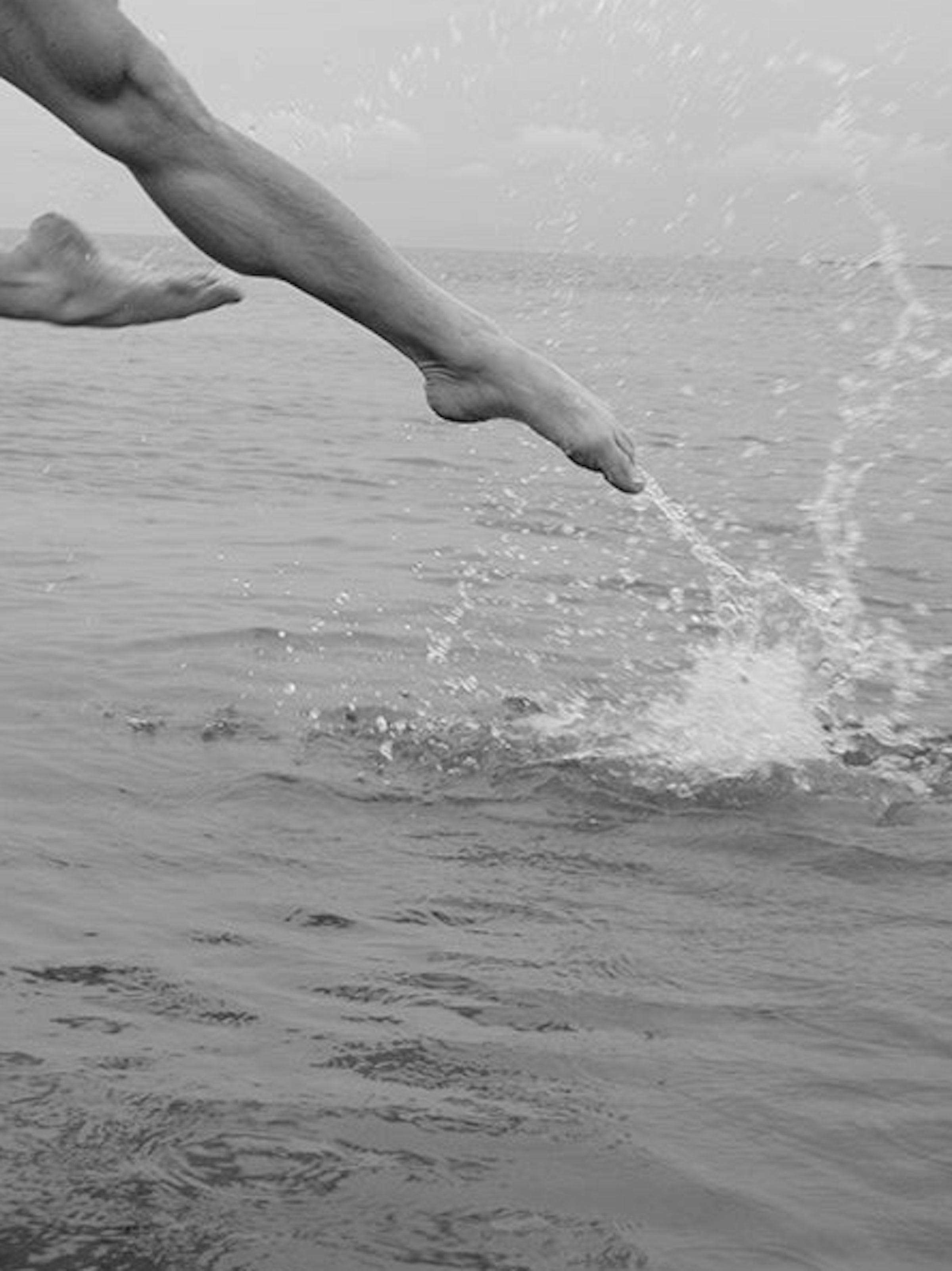 Man in Water. Dancer. Limited Edition Black and White Photograph - Gray Nude Photograph by Ricky Cohete
