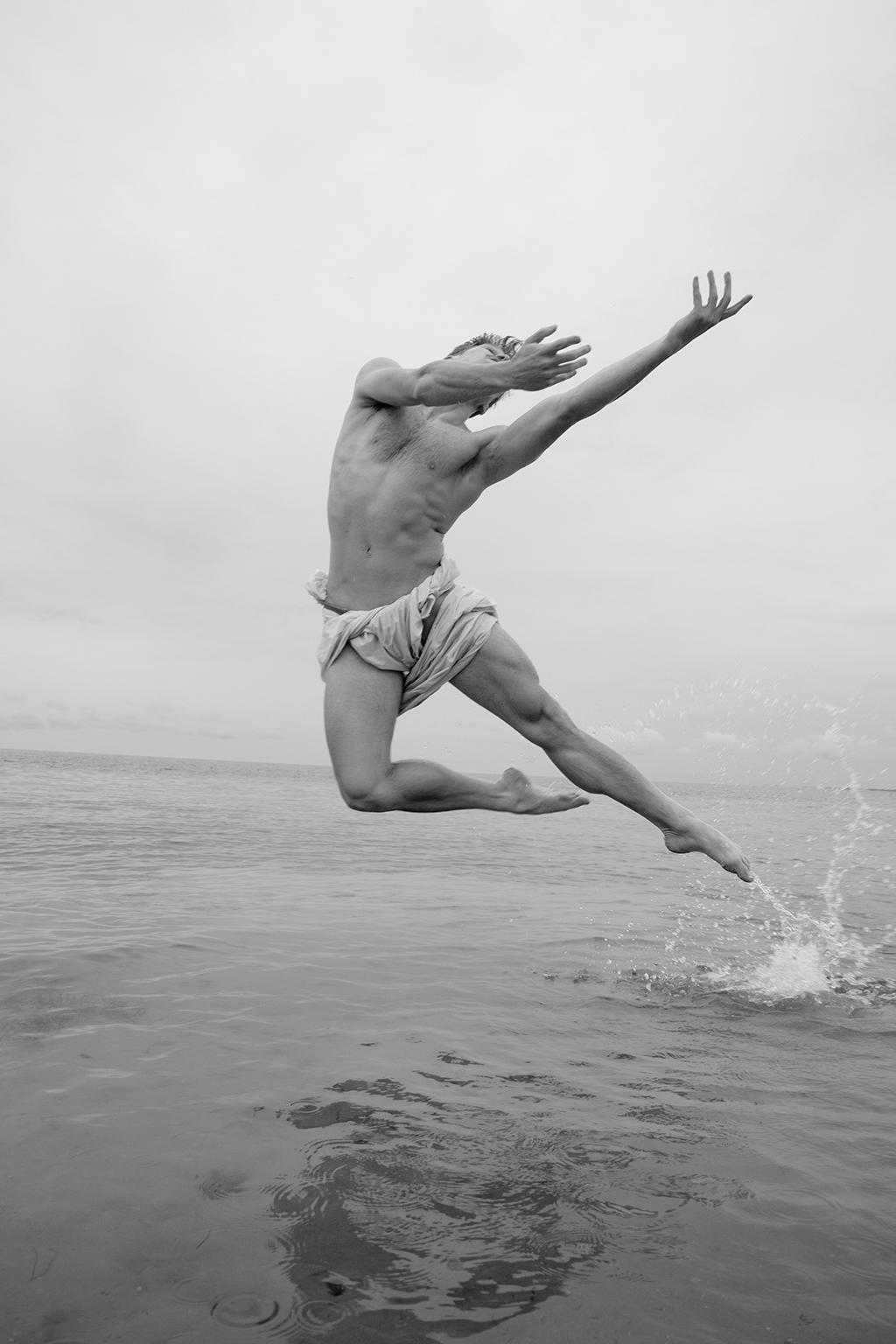 Ricky Cohete Nude Photograph - Man in Water. Dancer. Limited Edition Black and White Photograph