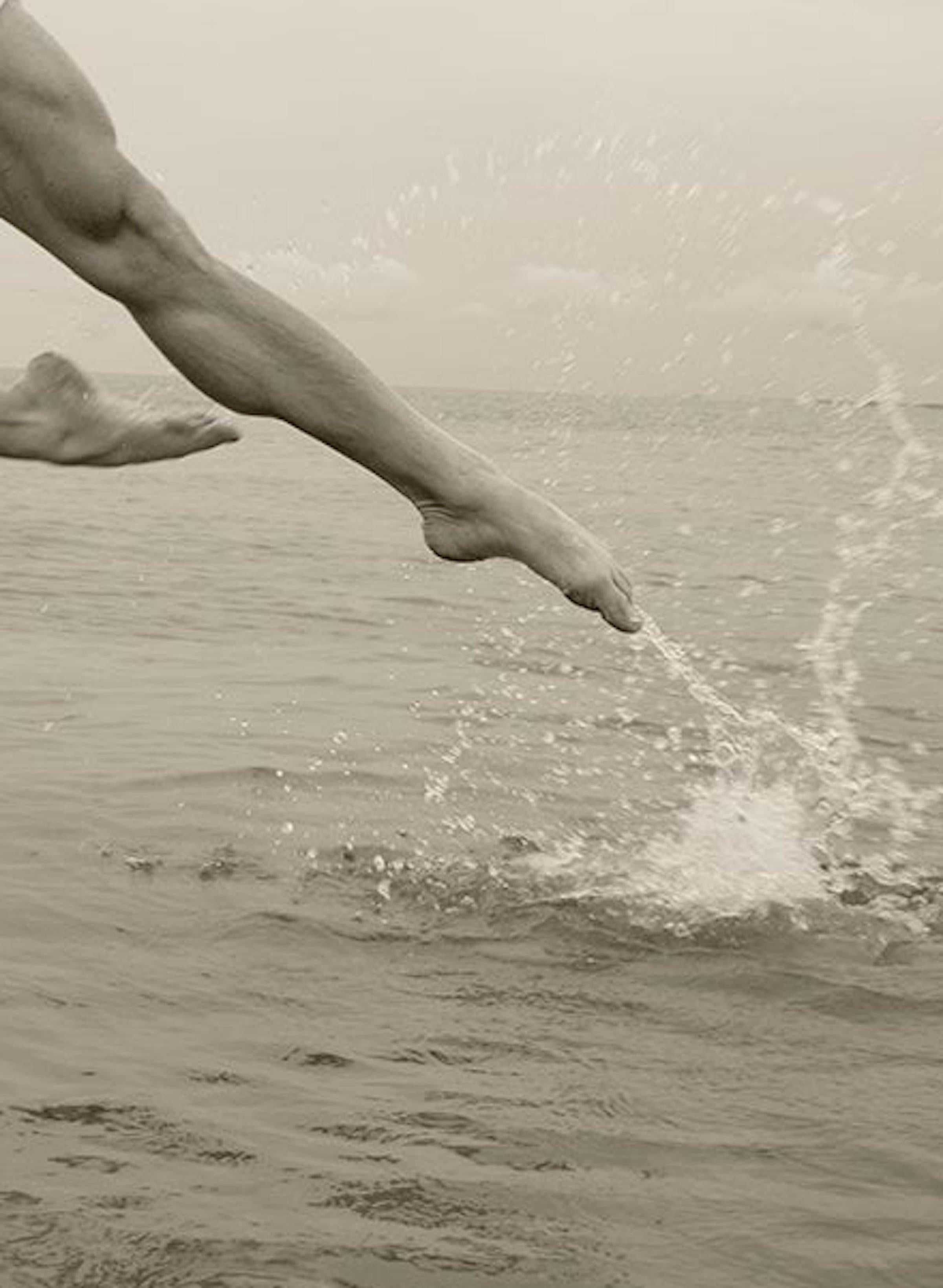 Man on Water,  Dancer.  Limited Edition Sepia Photograph - Beige Nude Photograph by Ricky Cohete