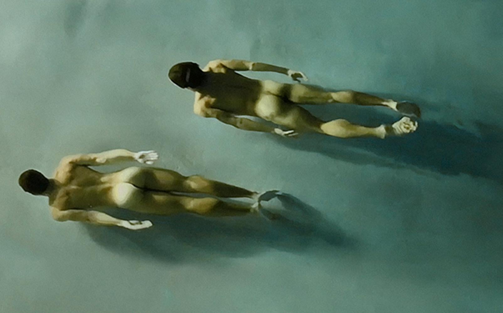 Stream of men und Ignited.  Die Alignment-Serie. Männlicher Akt Farbfotografien (Grau), Nude Photograph, von Ricky Cohete