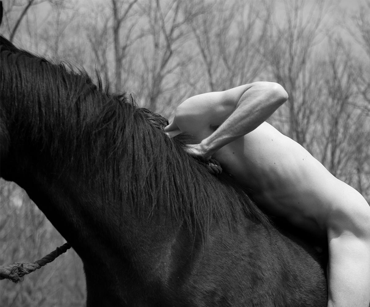 Untitled. From The series Horse and Dancer. Male Nude B & W photograph - Photograph by Ricky Cohete
