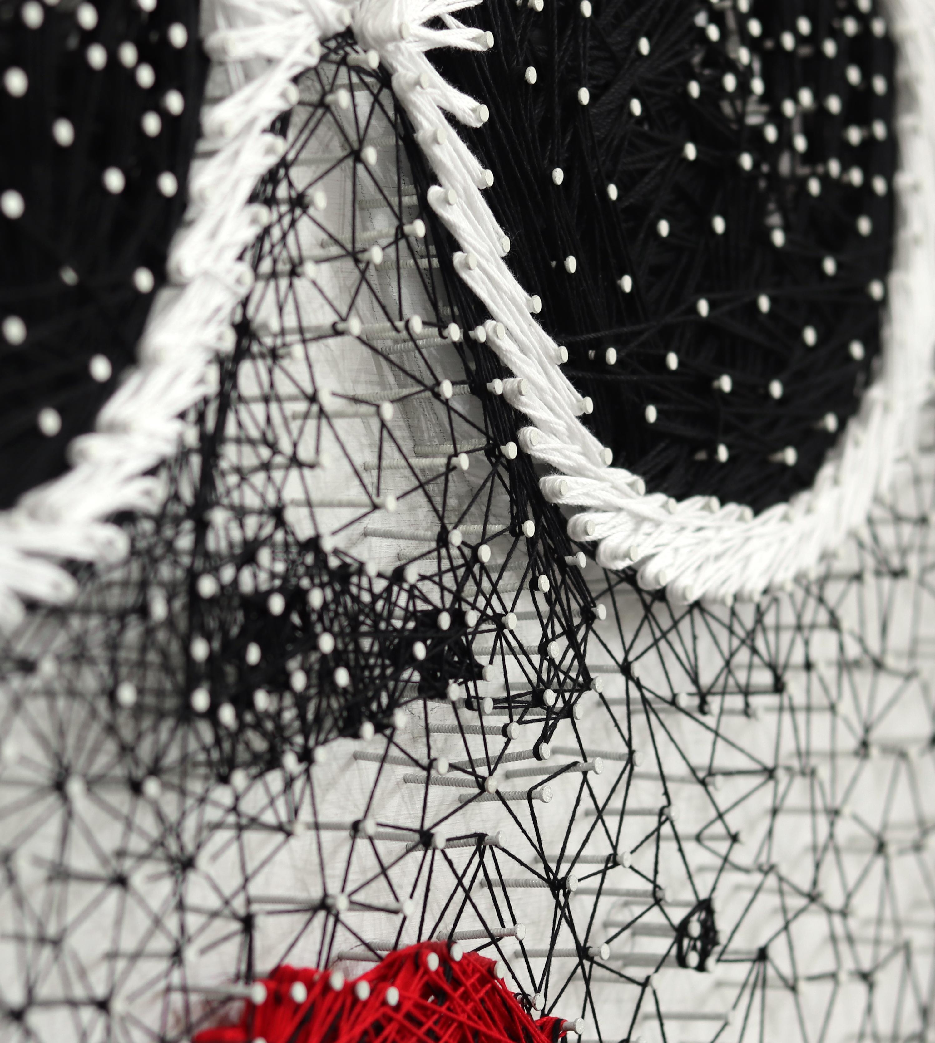 All About The Nails - Black & White Red Marilyn Monroe Portrait String Artwork For Sale 2