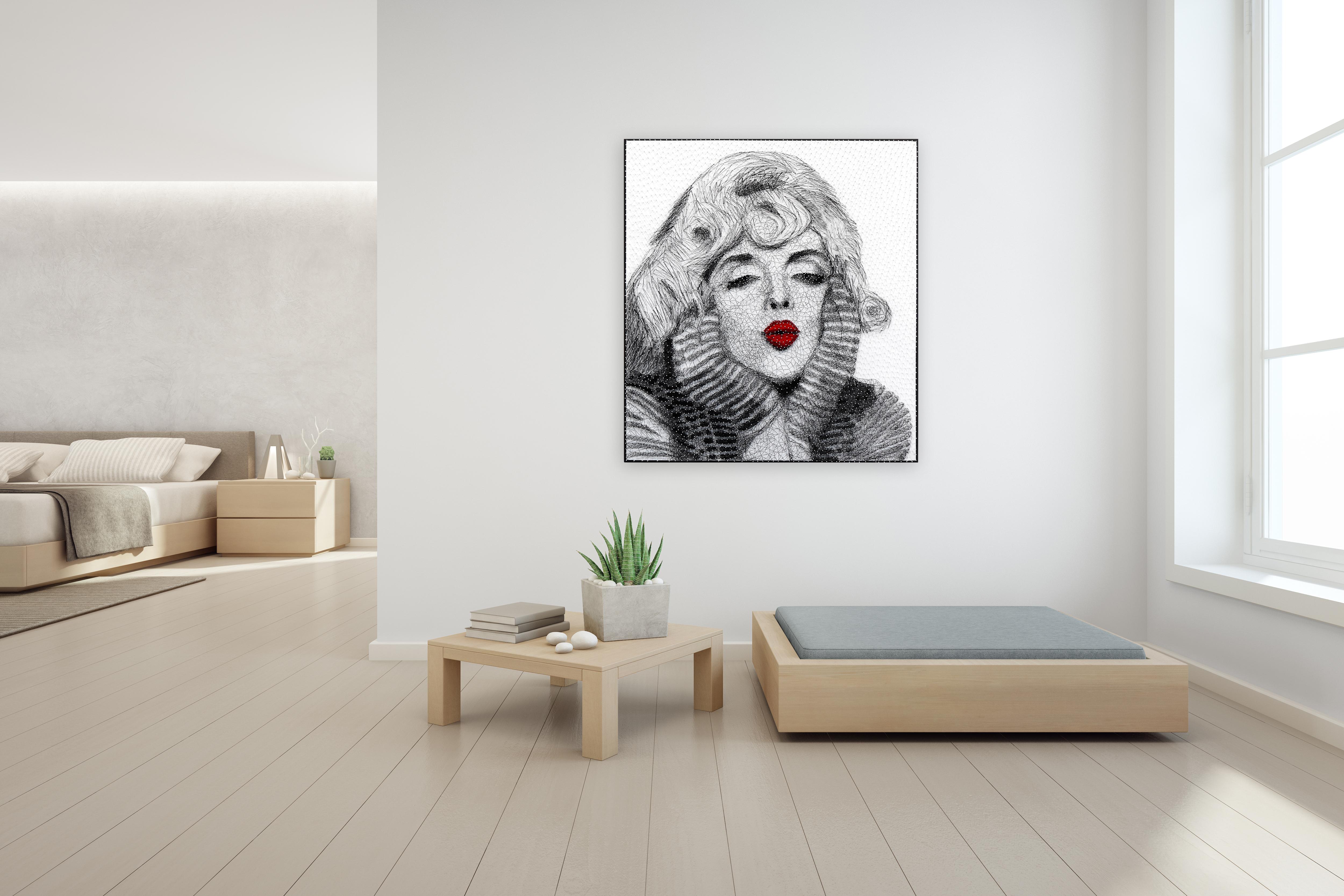 Marilyn 2  -  Original Monroe Mixed Media String Artwork - Pop Art Painting by Ricky Hunt