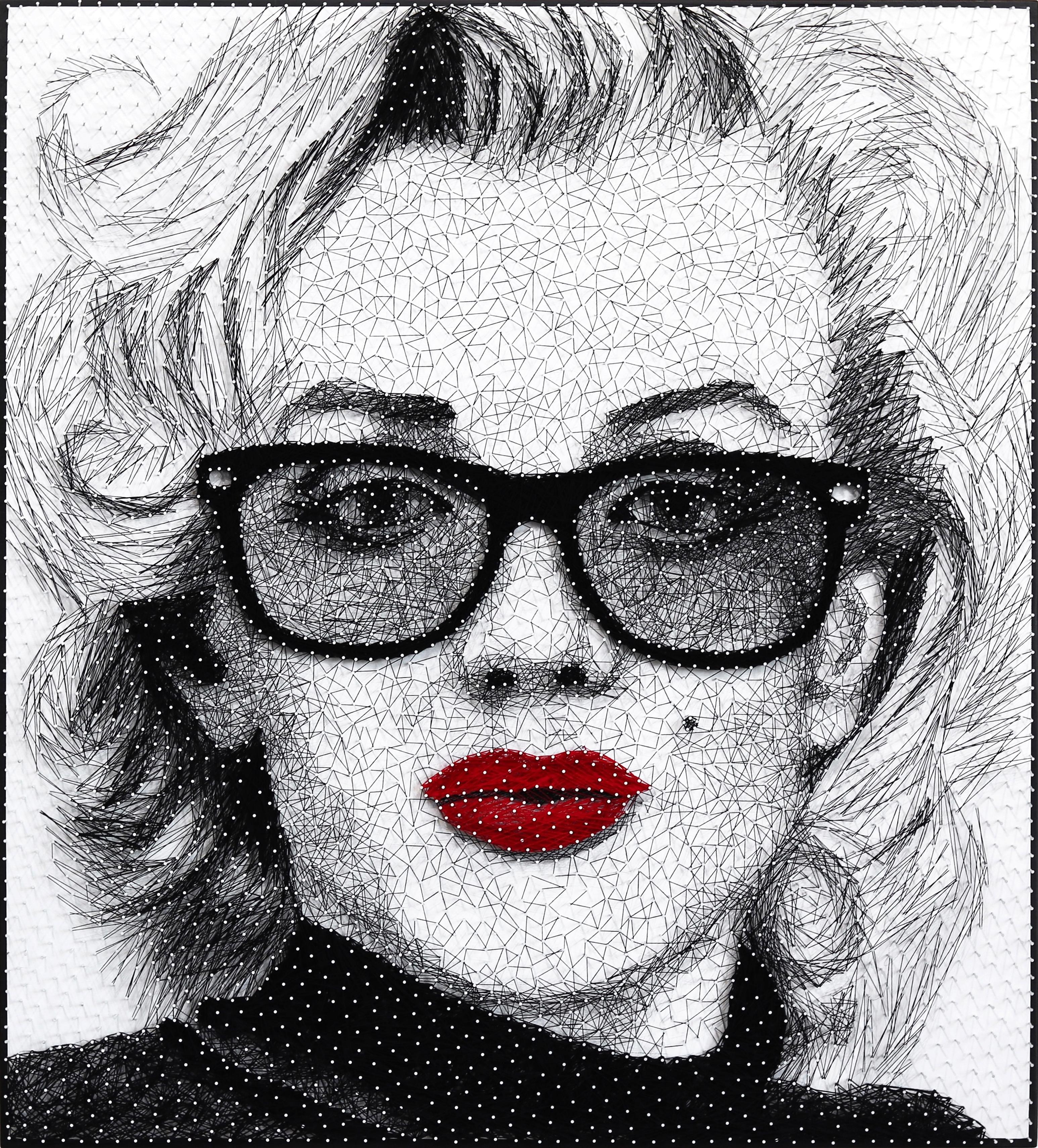 Marilyn Monroe  -  Original Black and White Mixed Media Sculpture String Artwork