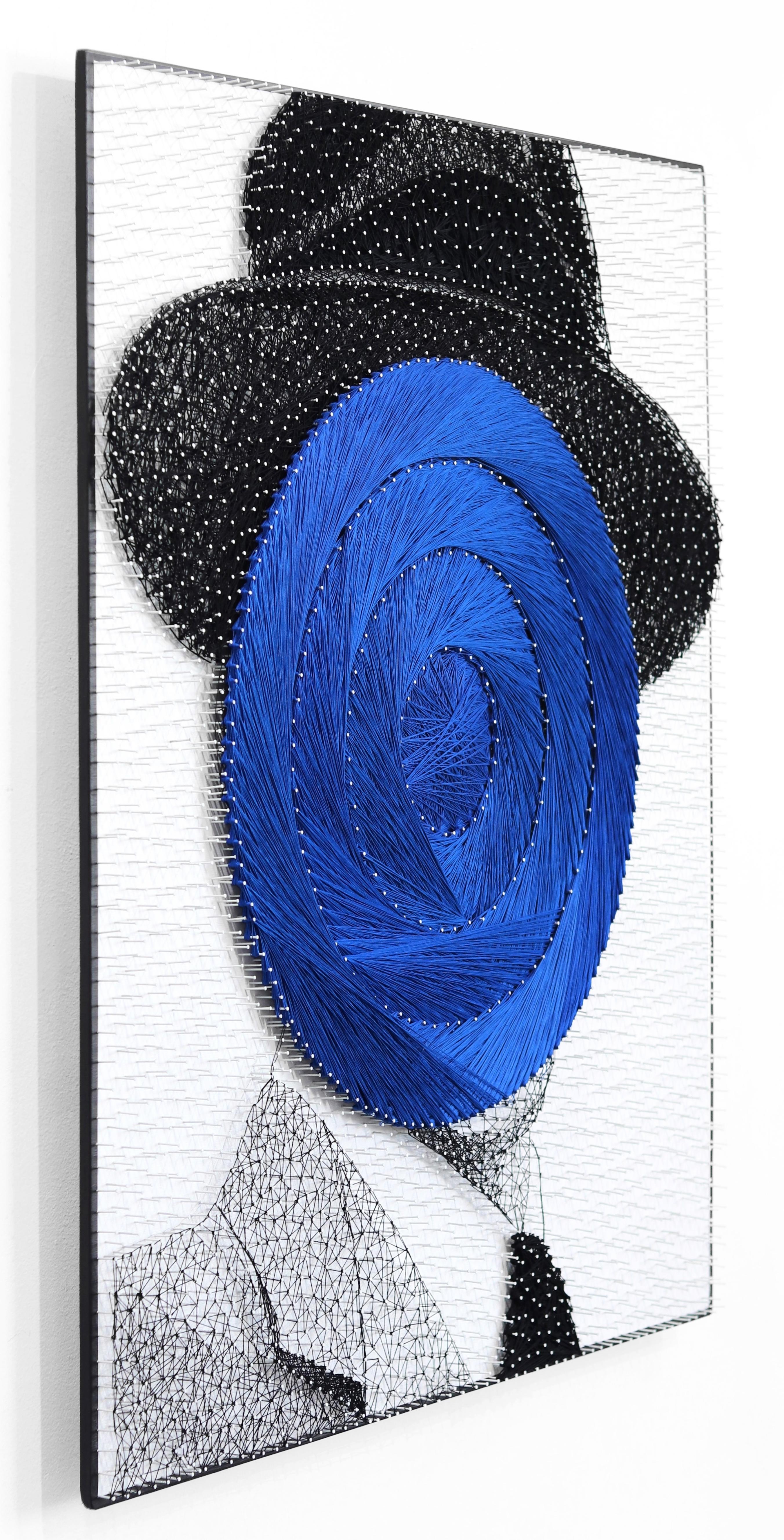 Ol' Blue Eyes  -  Original Mixed Media String Geometric Portrait Artwork For Sale 1