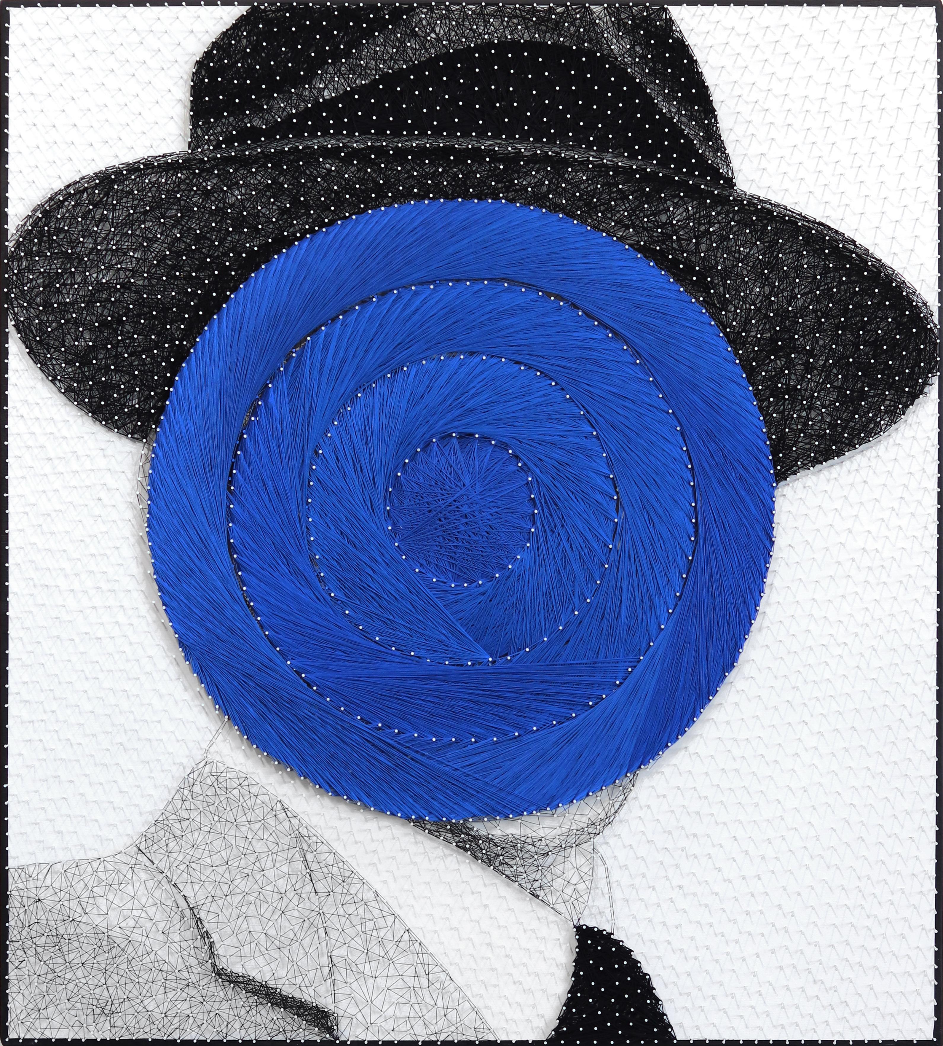 Ol' Blue Eyes  -  Original Mixed Media String Geometric Portrait Artwork