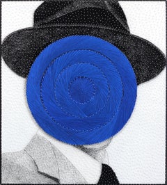 Ol' Blaue Augen  -  Geometrisches Porträt-Kunstwerk in Mischtechnik, String