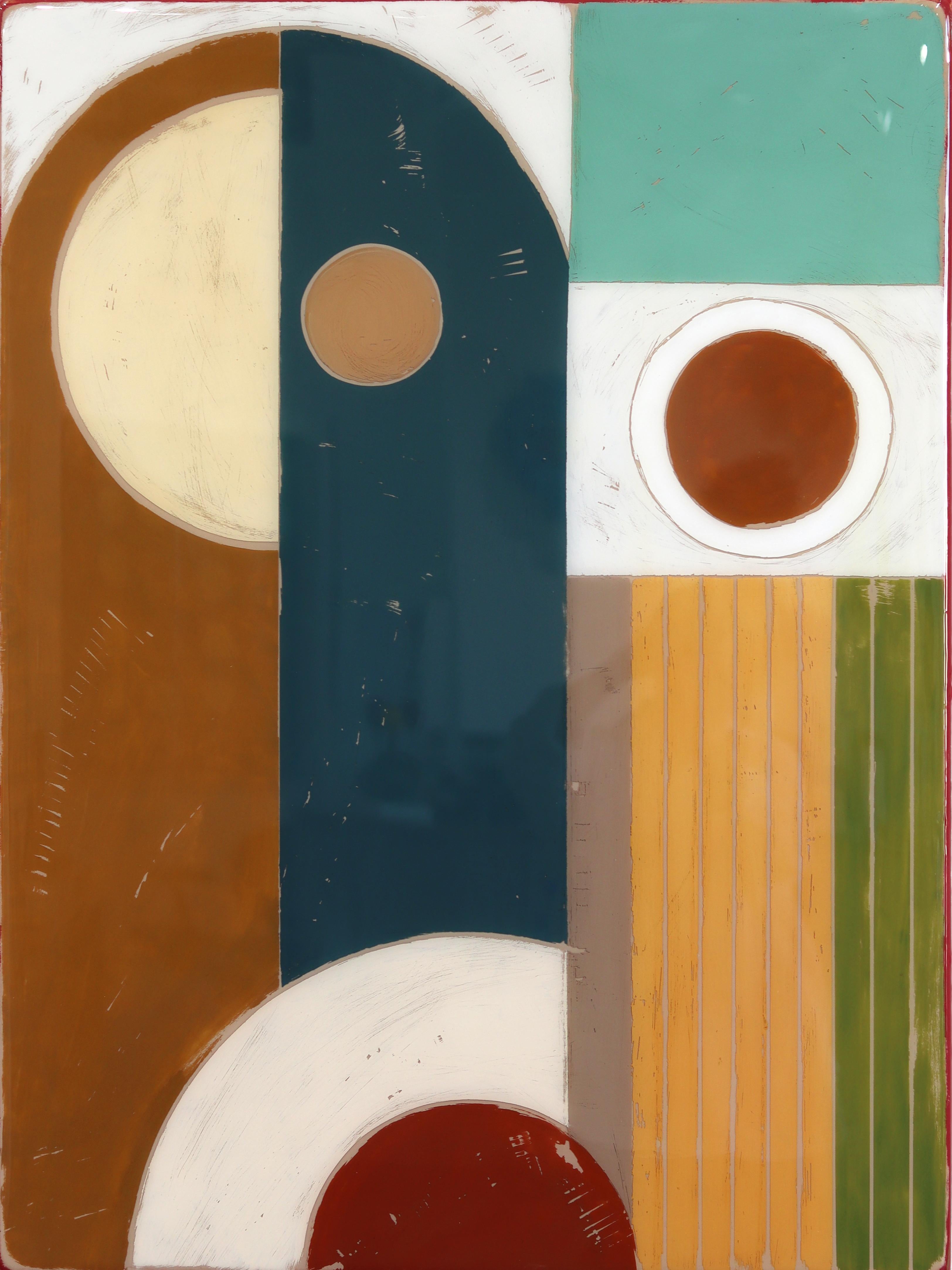 Ricky Hunt Abstract Painting - A Bigger Time Zone - Abstract Contemporary Colorful Geometric Resin Artwork