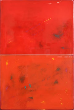 A Bigger Window 6 - Acrylic Vibrant Two Tone Orange and Red Resin Artwork