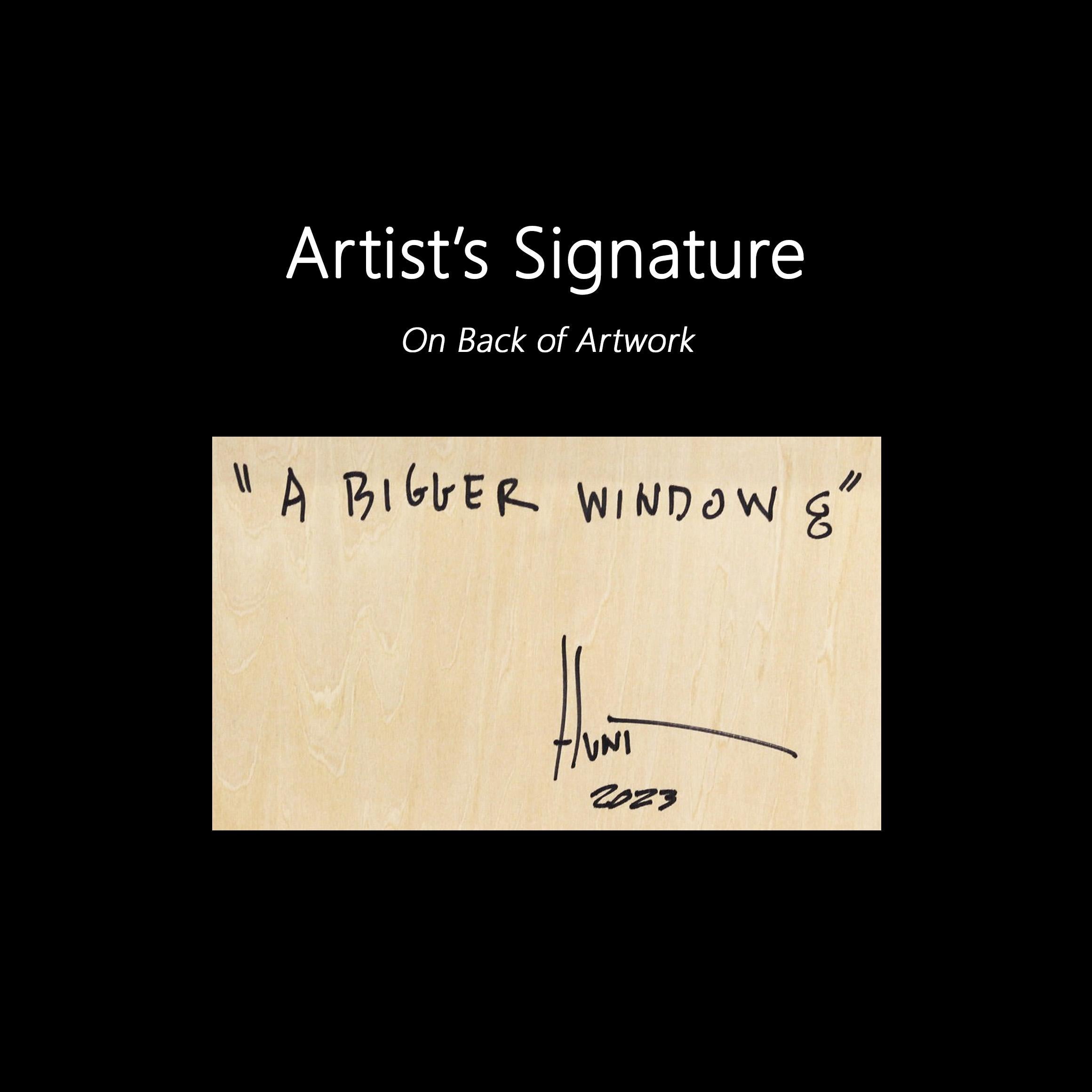 A Bigger Window 8 - Acrylic Modern Minimalist Neutral Two Tone Resin Artwork For Sale 6