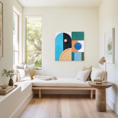 A Bit Bluey - Original Obra de Arte Abstracta Contemporánea de Resina Geométrica en Tonos Fríos