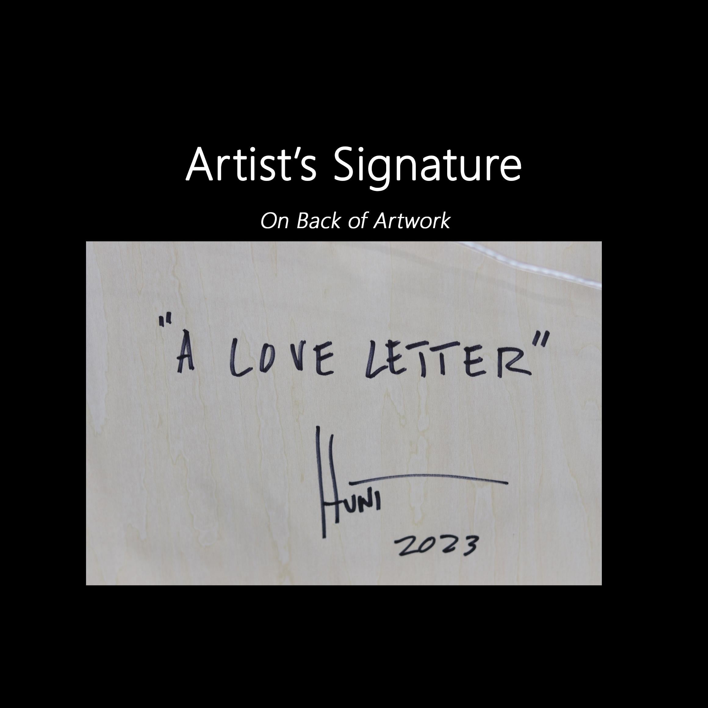 A Love Letter - Modern Minimalist Lettered Black and White Resin Artwork For Sale 6
