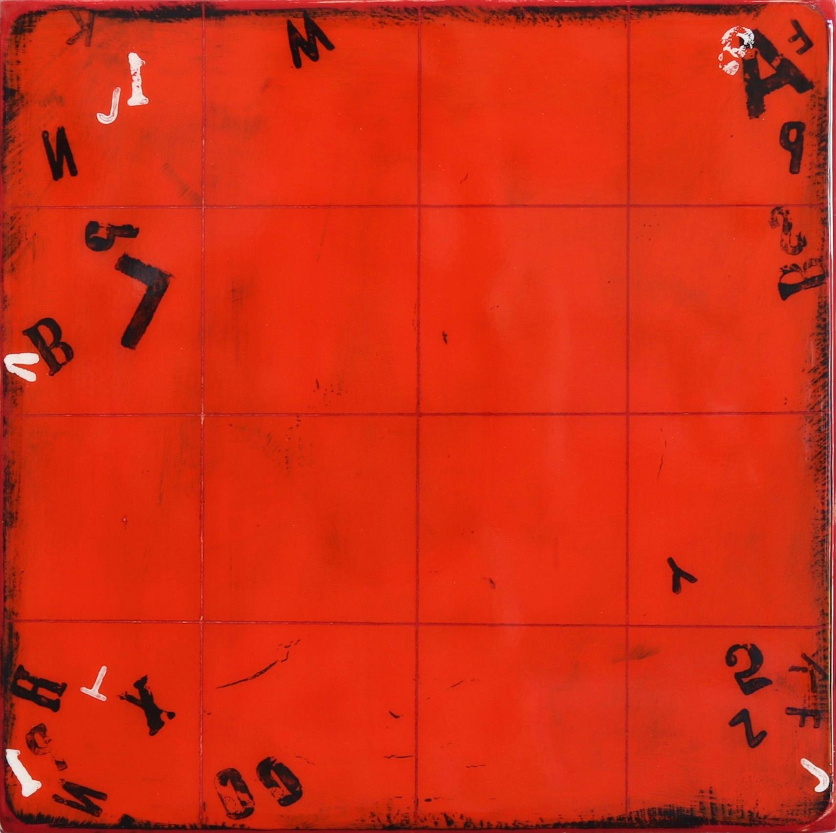 Abstract Painting Ricky Hunt - Alphabet Soup 5 - œuvre d'art moderne minimaliste en résine