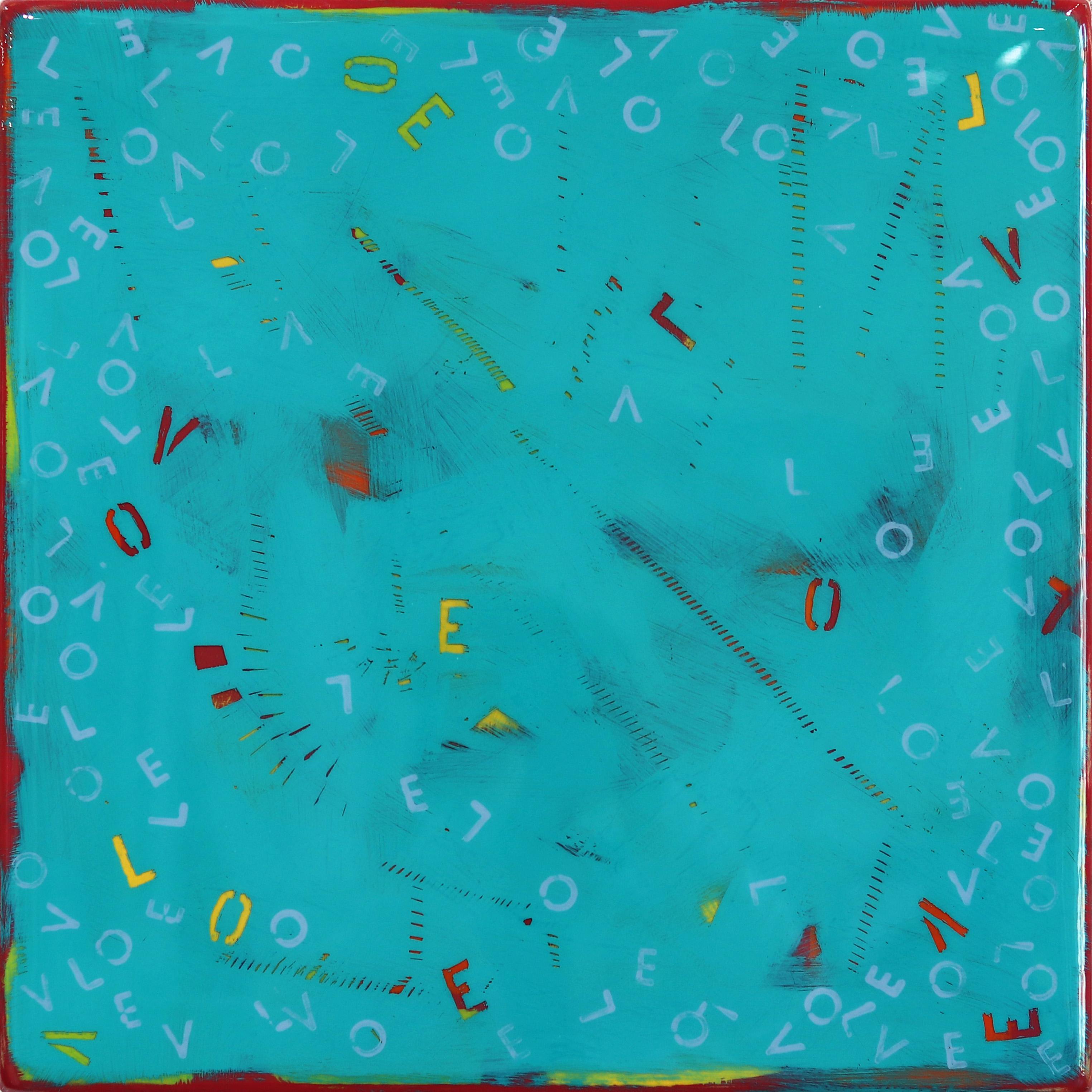 Ricky Hunt Abstract Painting - Another Love Letters - Acrylic Blue Color Field Minimalist Modern Resin Artwork