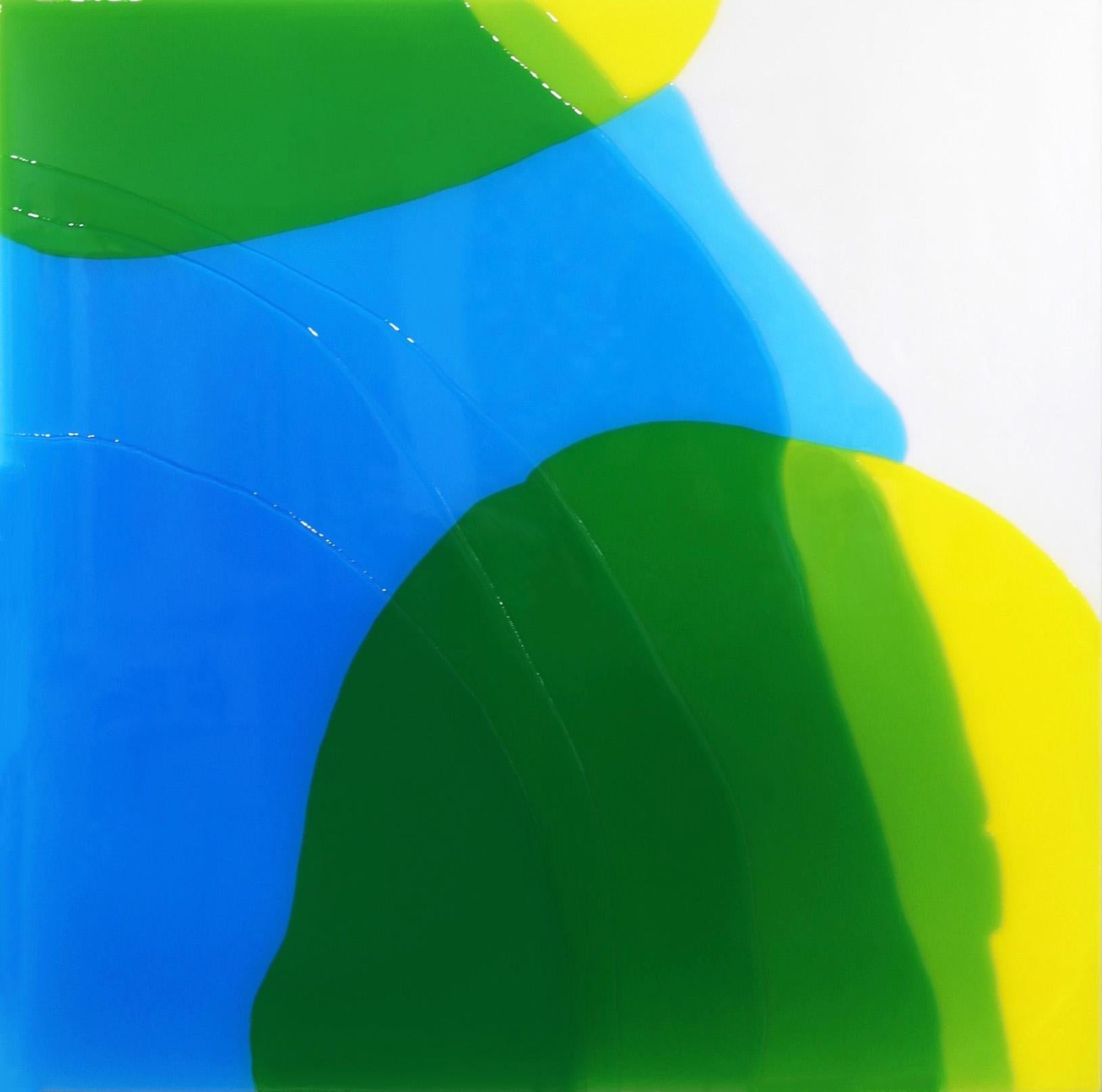 Atmosphärische Flow - Mehrschichtiges blaues und gelbes Harzkunstwerk