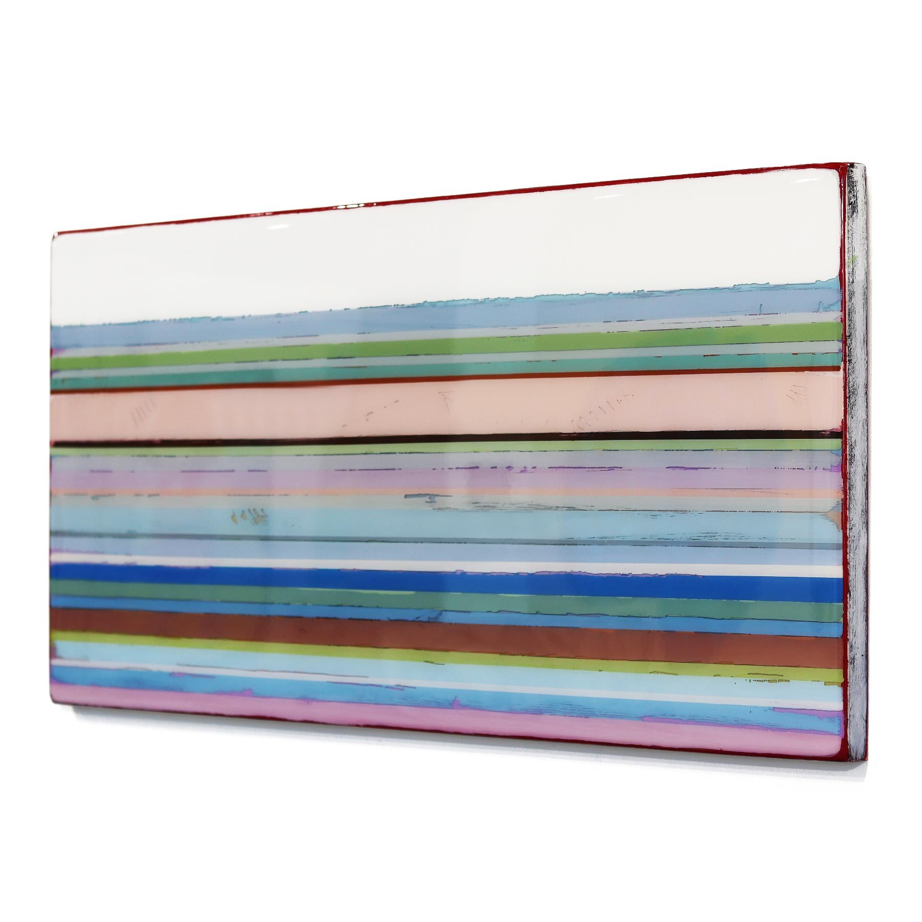 Bella Vista 2 - Obra de Arte Moderna de Resina Acrílica a Rayas - Landscape Painting Gris de Ricky Hunt