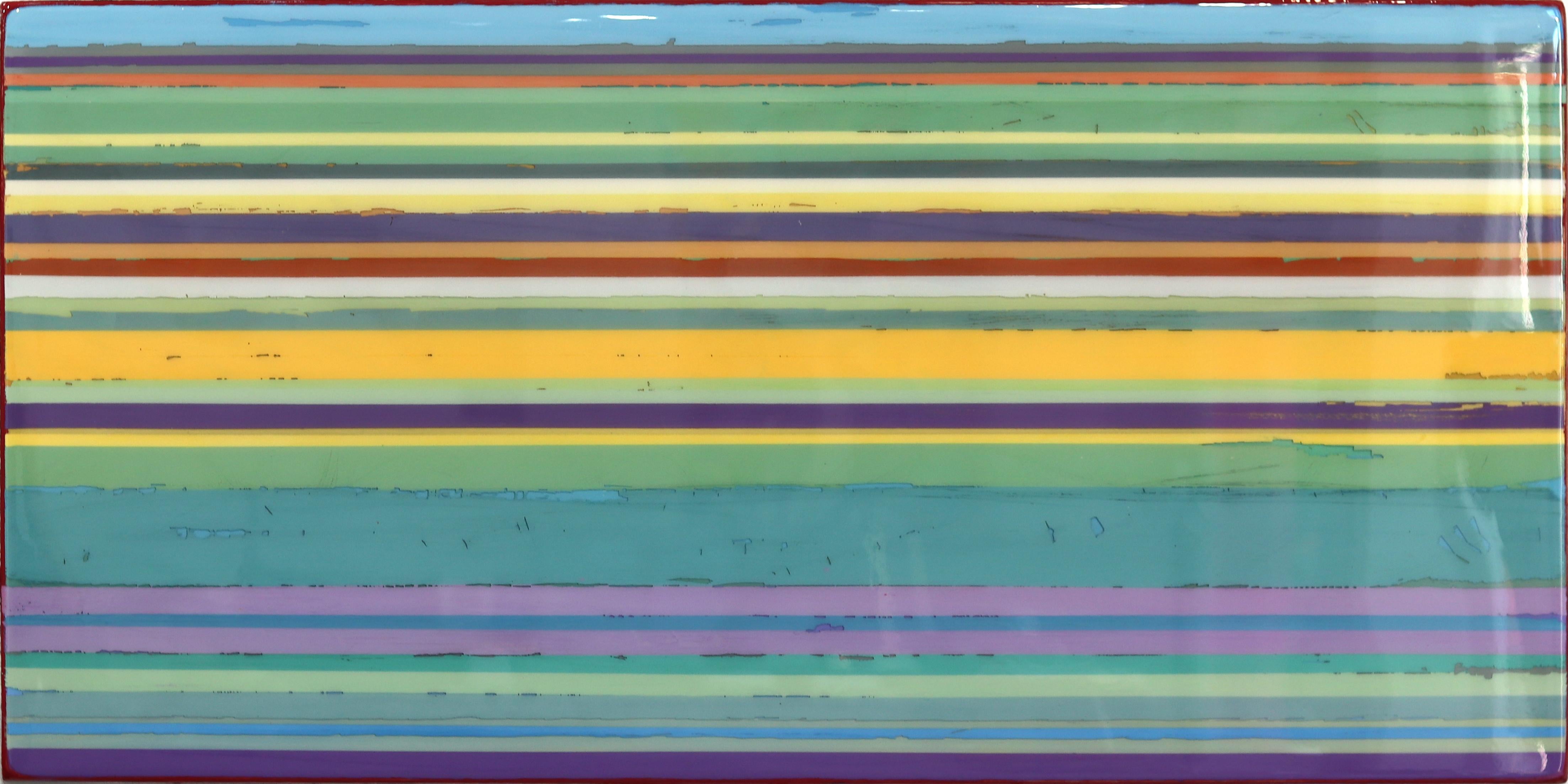 Bella Vista 3 - Obra de Arte Moderna de Resina Acrílica de Rayas de Colores