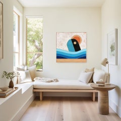 Bluey Beach - Original Abstract Contemporary Minimalist Geometric Resin Artwork