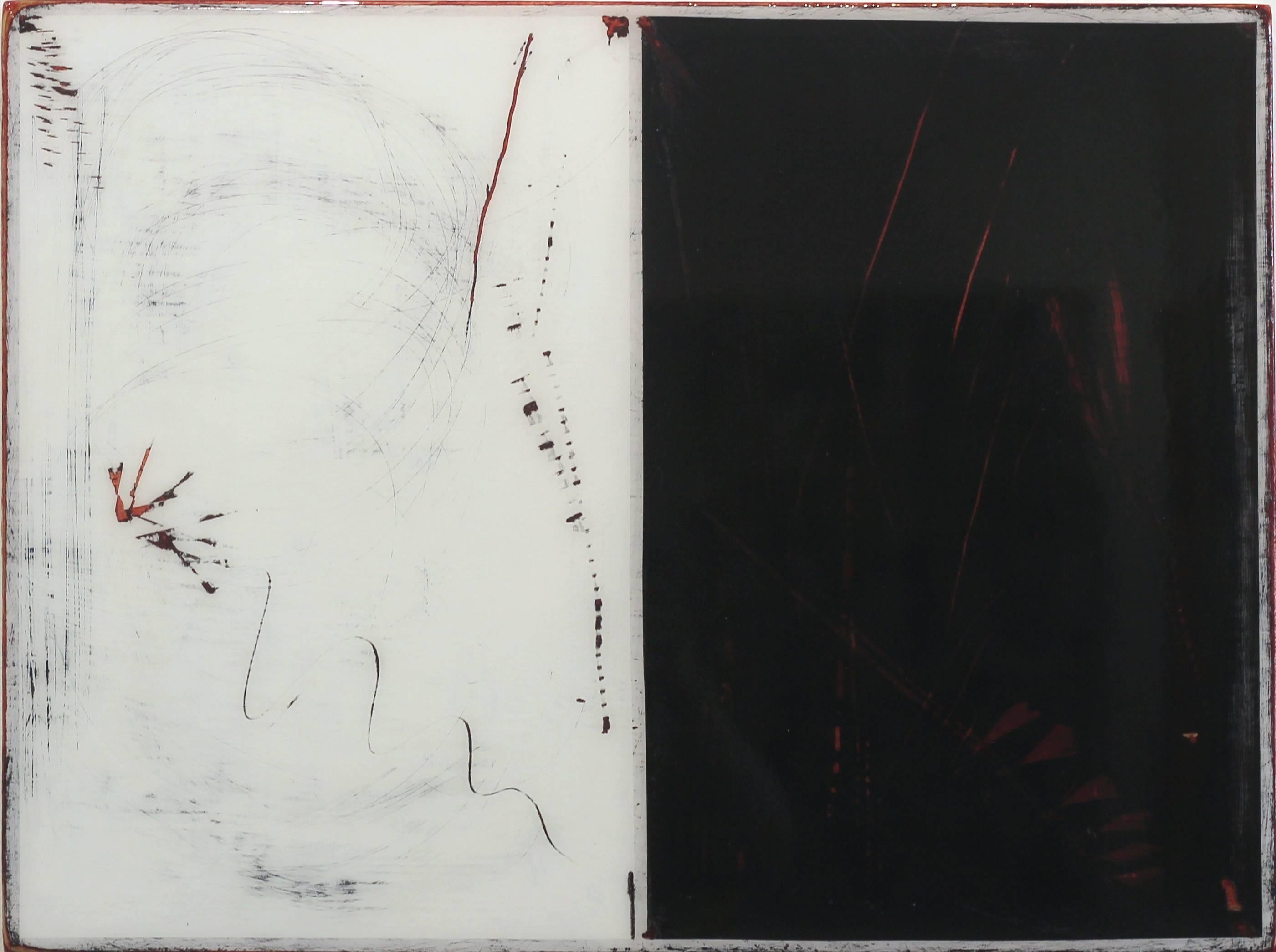 Ricky Hunt Abstract Painting - Double Vision #29 - Black and White Minimalist Modern Artwork
