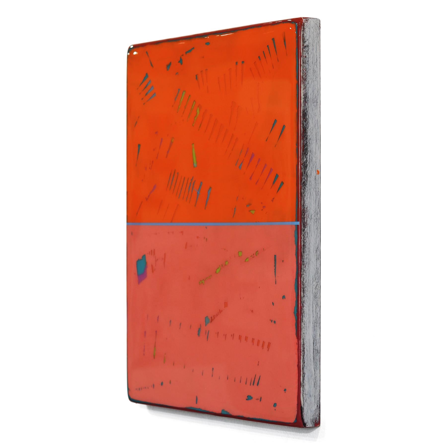 Double Vision 65 -  Opera d'arte moderna in resina arancione e rossa - Abstract Painting Rosso di Ricky Hunt