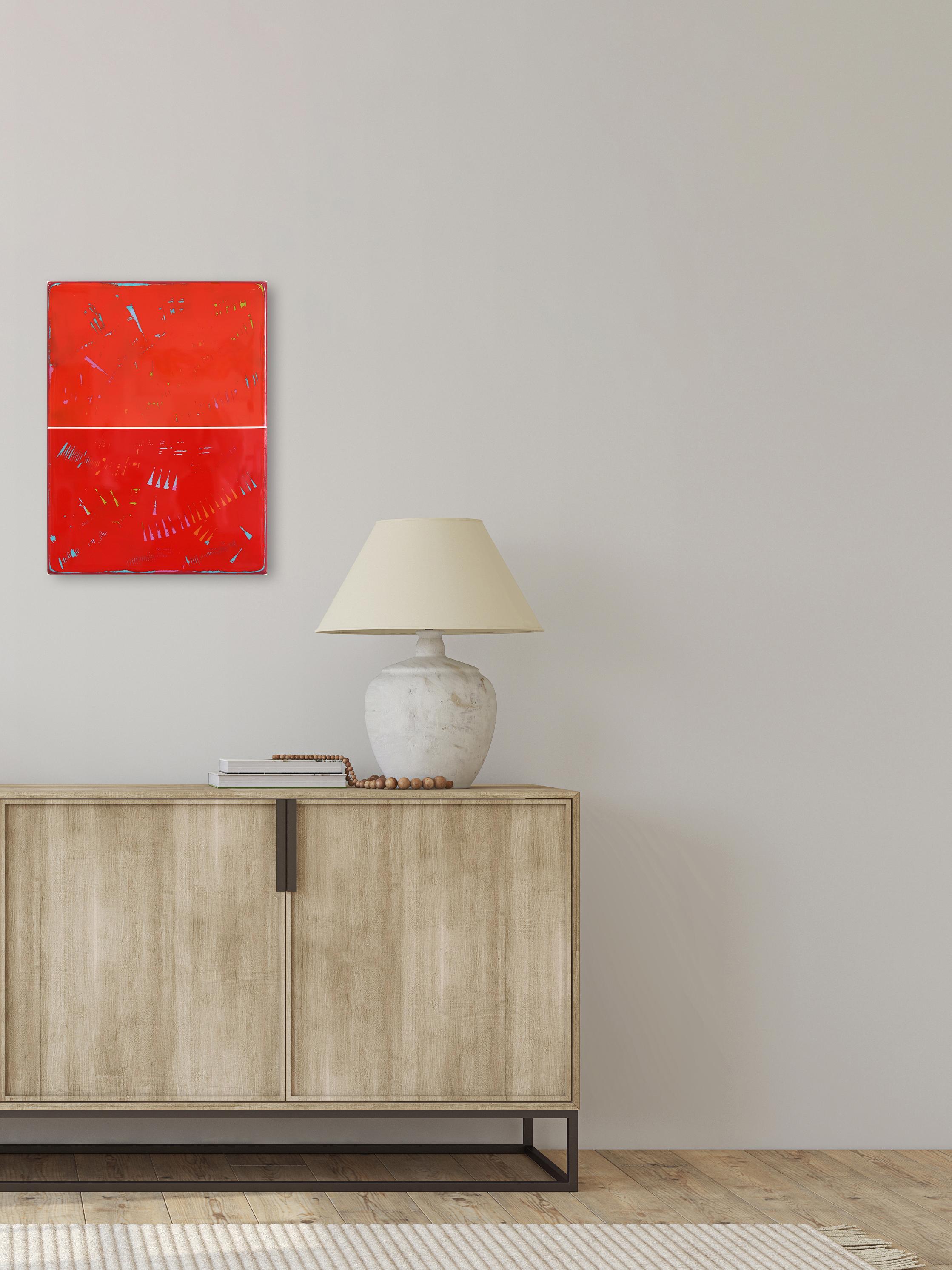 Double Vision 67 -  Opera d'arte moderna in resina rossa - Painting di Ricky Hunt