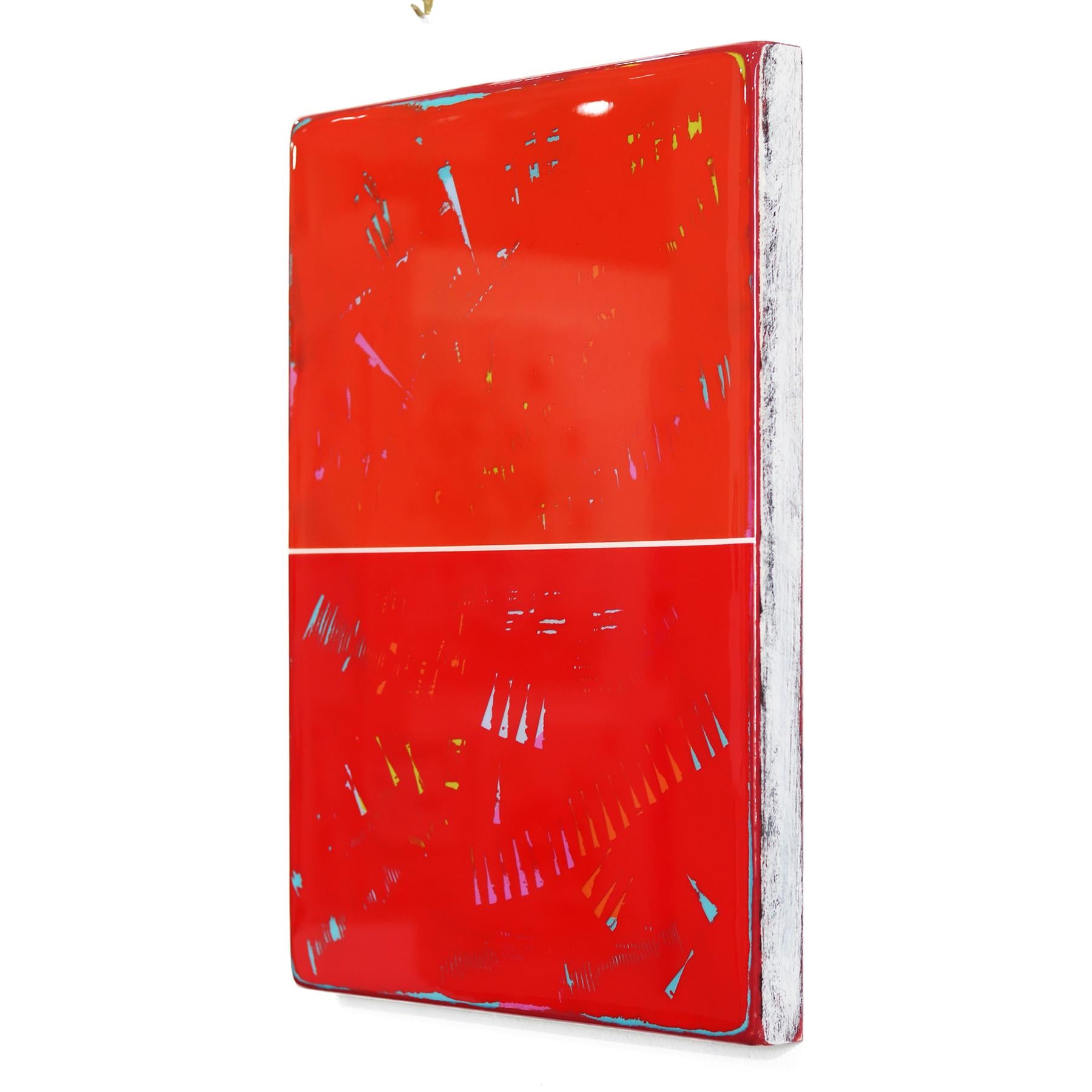 Double Vision 67 -  Opera d'arte moderna in resina rossa - Abstract Painting Rosso di Ricky Hunt