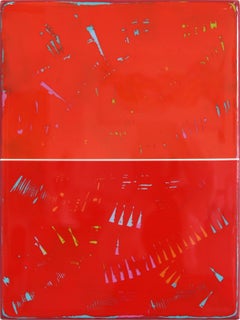 Double Vision 67 -  Opera d'arte moderna in resina rossa