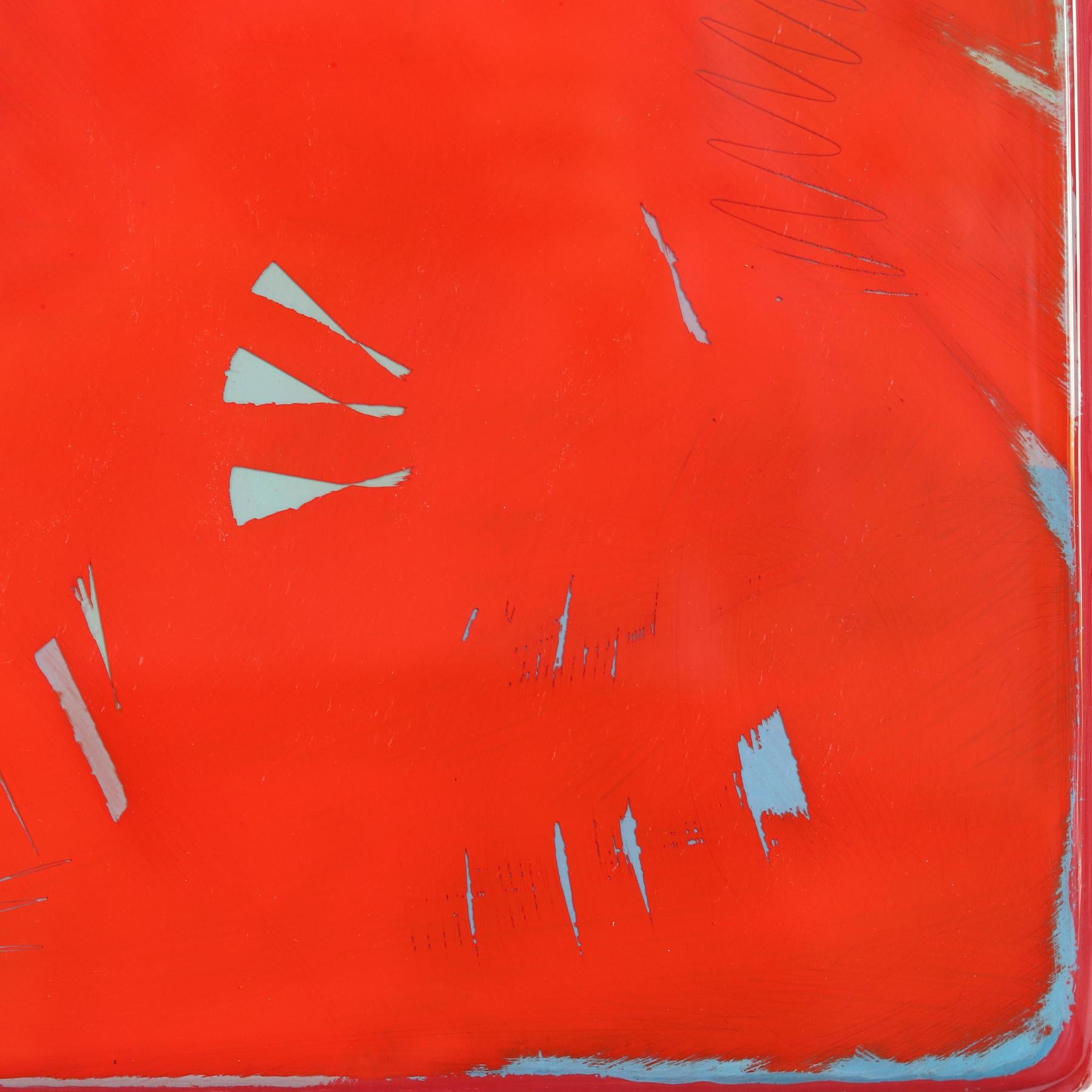 Double Vision 68 - Modern Shiny Resin Minimalist Vibrant Red Abstract Artwork For Sale 5