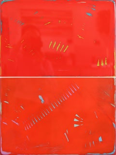 Double Vision 68 - Modern Shiny Resin Minimalist Vibrant Red Abstract Artwork