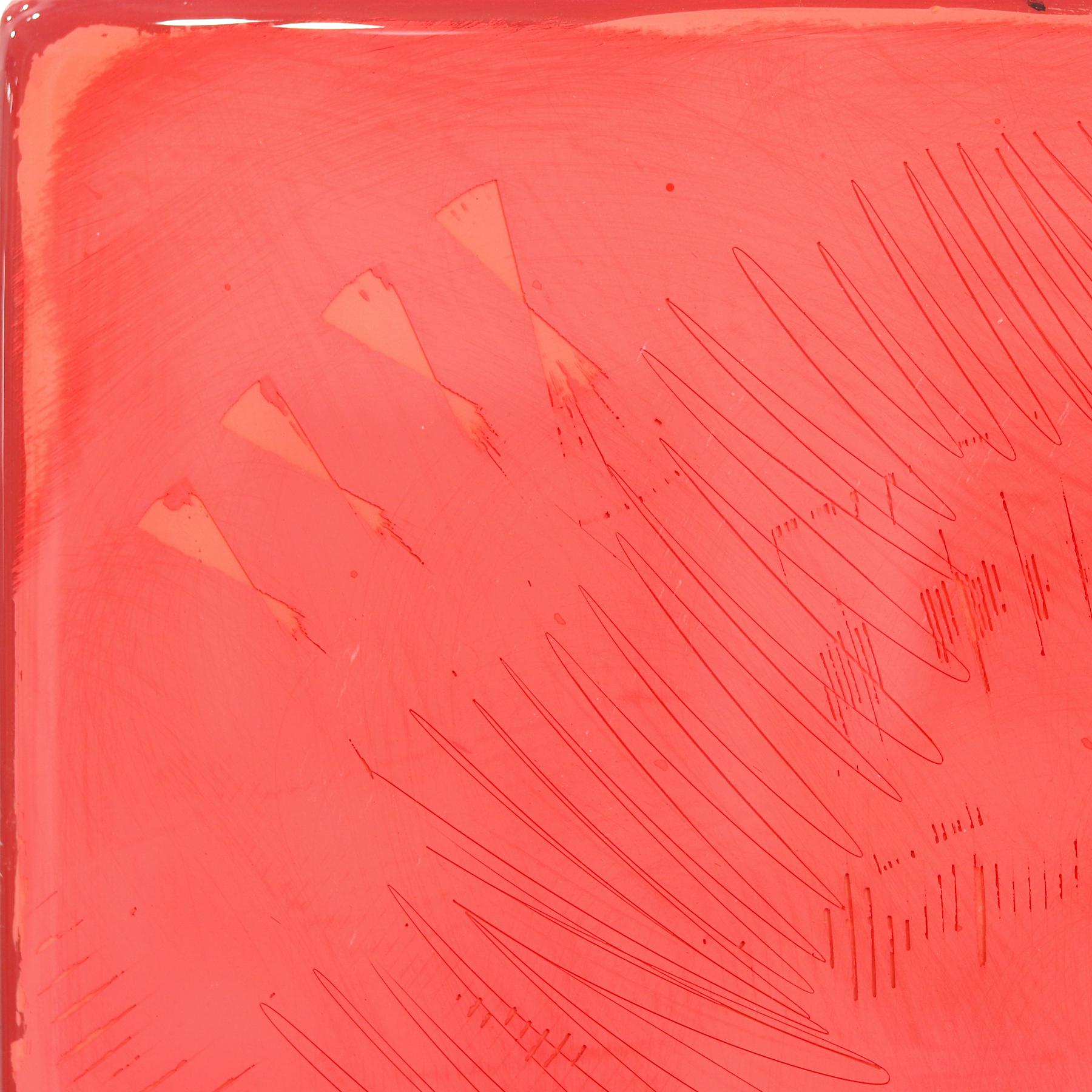 Ricky Hunt’s mixed media minimalist wall art is influenced by his tumultuous past that led to a paradigm shift in creativity and life. He covers the wood panel with layers of acrylic paint, removing some layers in the process to reveal the