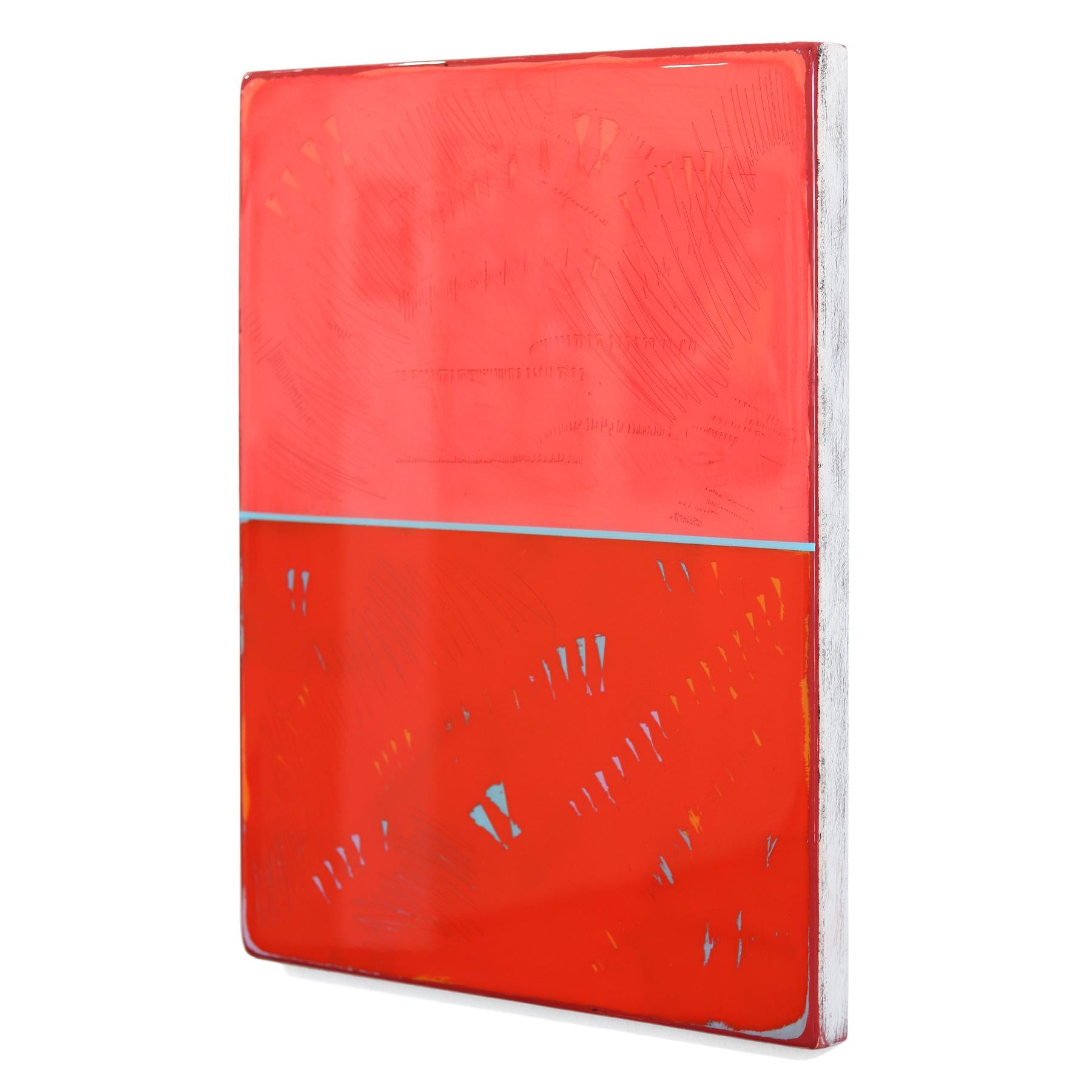 Double Vision 70 - Modern Shiny Resin Minimalist Vibrant Red Abstract Artwork For Sale 1