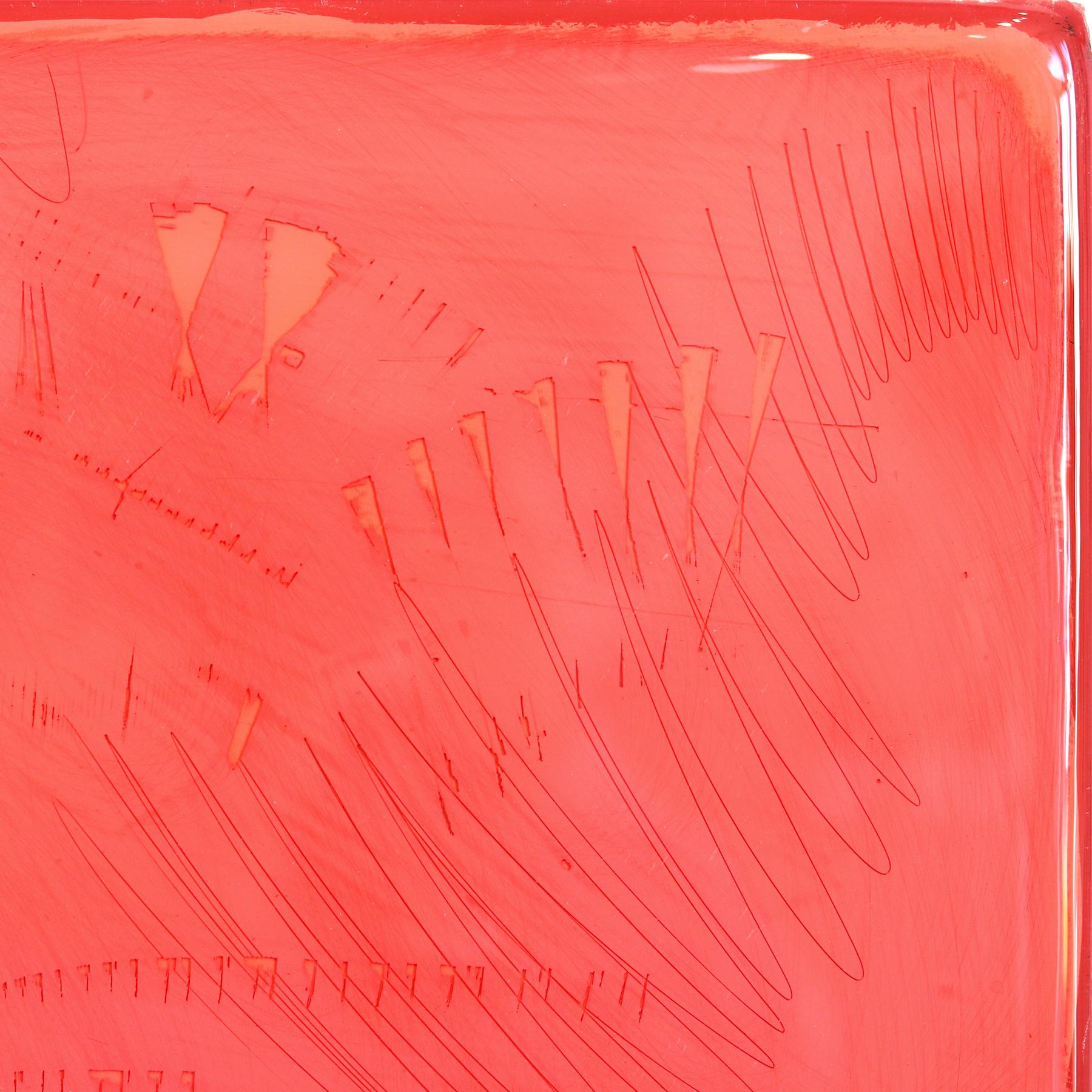 Double Vision 70 - Modern Shiny Resin Minimalist Vibrant Red Abstract Artwork For Sale 2