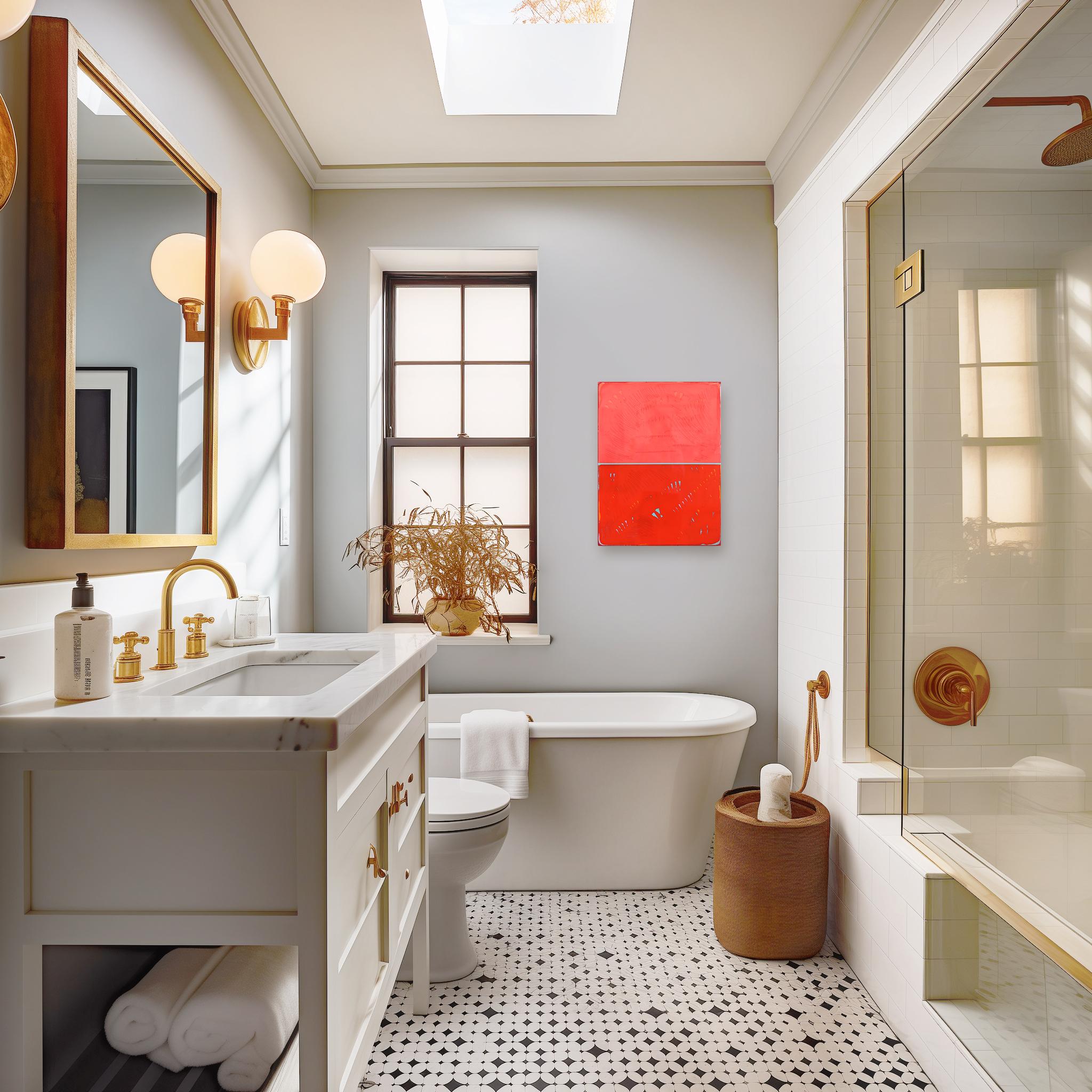 Double Vision 70 - Modern Shiny Resin Minimalist Vibrant Red Abstract Artwork For Sale 3