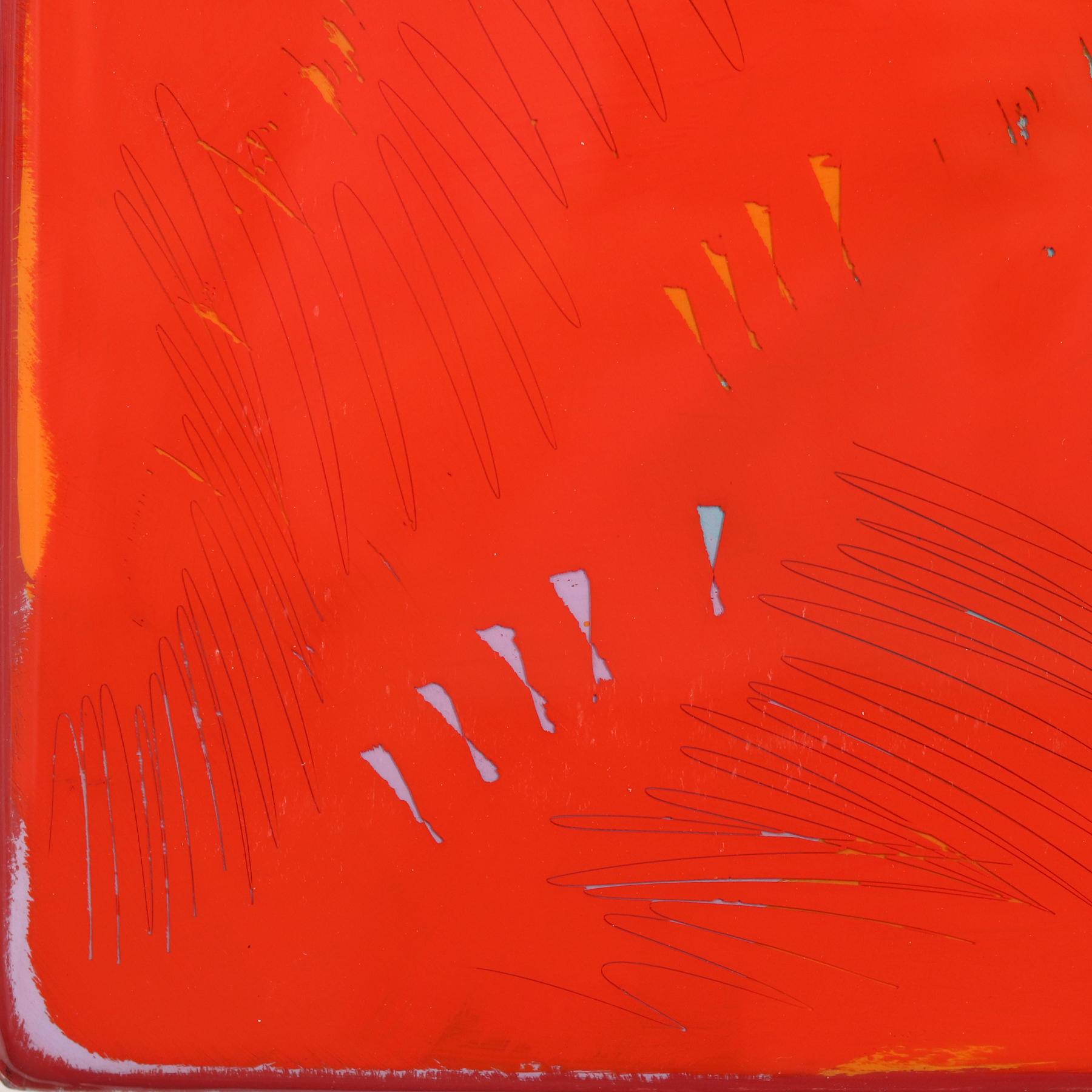 Double Vision 70 - Modern Shiny Resin Minimalist Vibrant Red Abstract Artwork For Sale 4