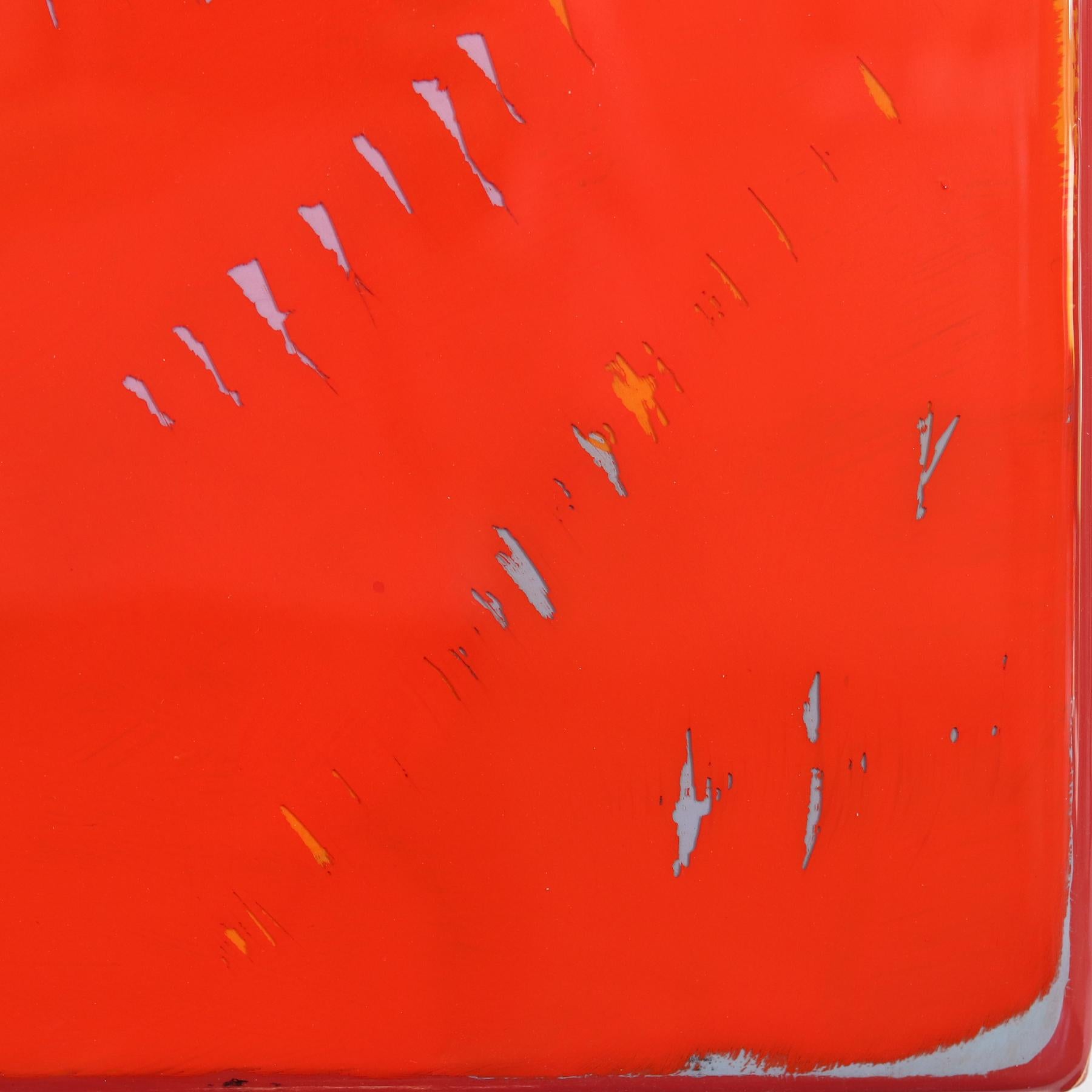 Double Vision 70 - Modern Shiny Resin Minimalist Vibrant Red Abstract Artwork For Sale 5