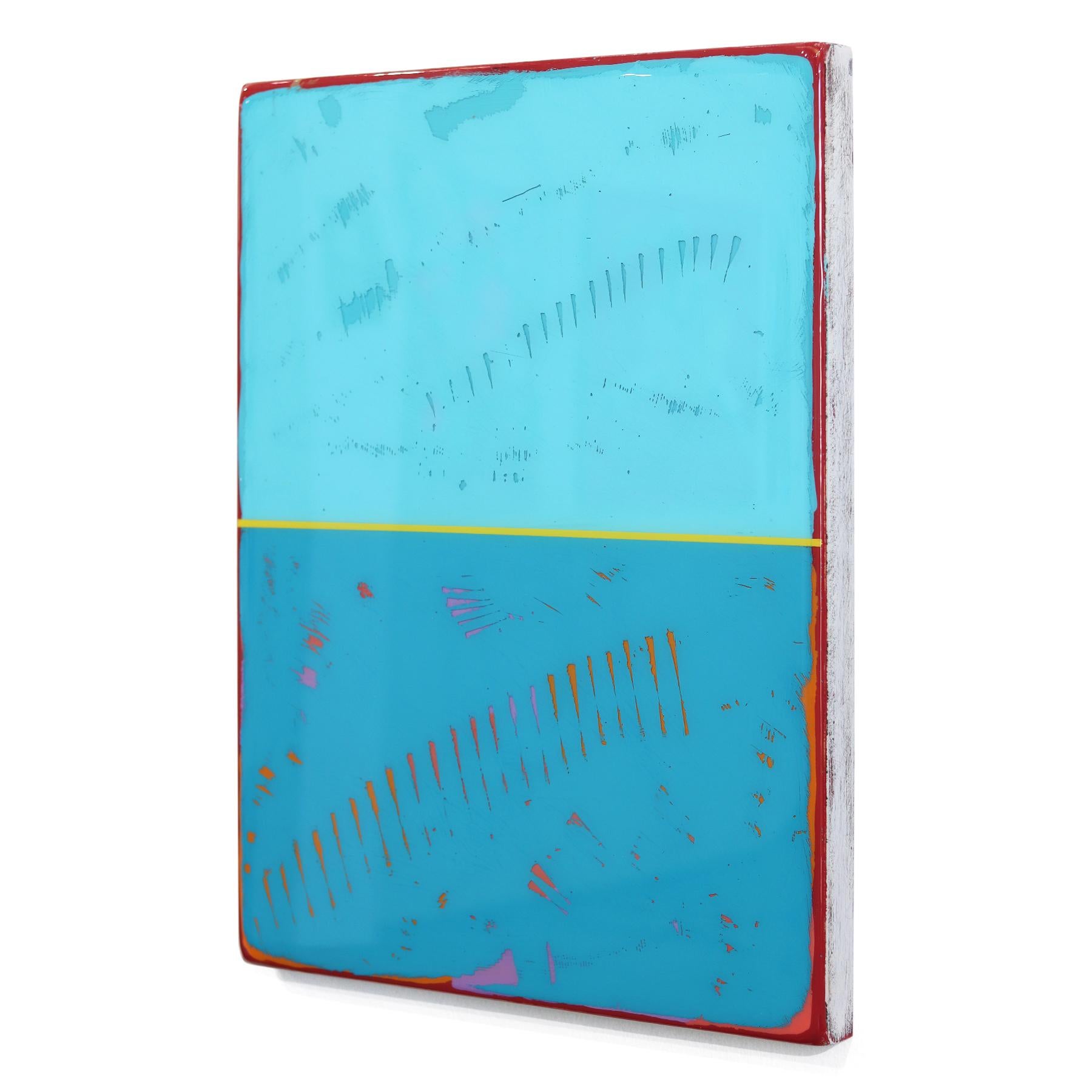 Double Vision 71 - Modern Resin Minimalist Vibrant Blue Dual Tone Abstract Art For Sale 1