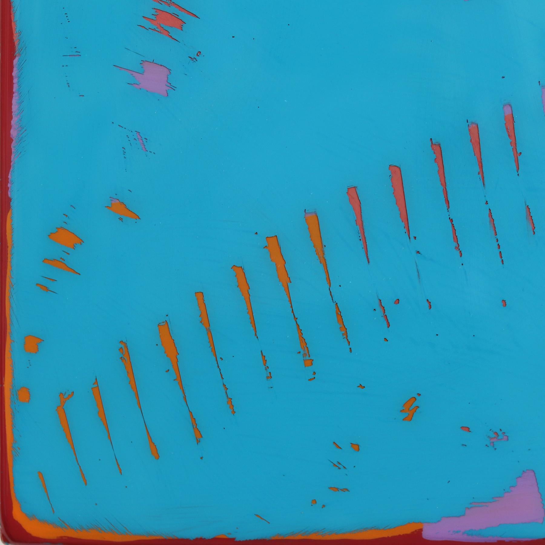 Double Vision 71 - Modern Resin Minimalist Vibrant Blue Dual Tone Abstract Art For Sale 4