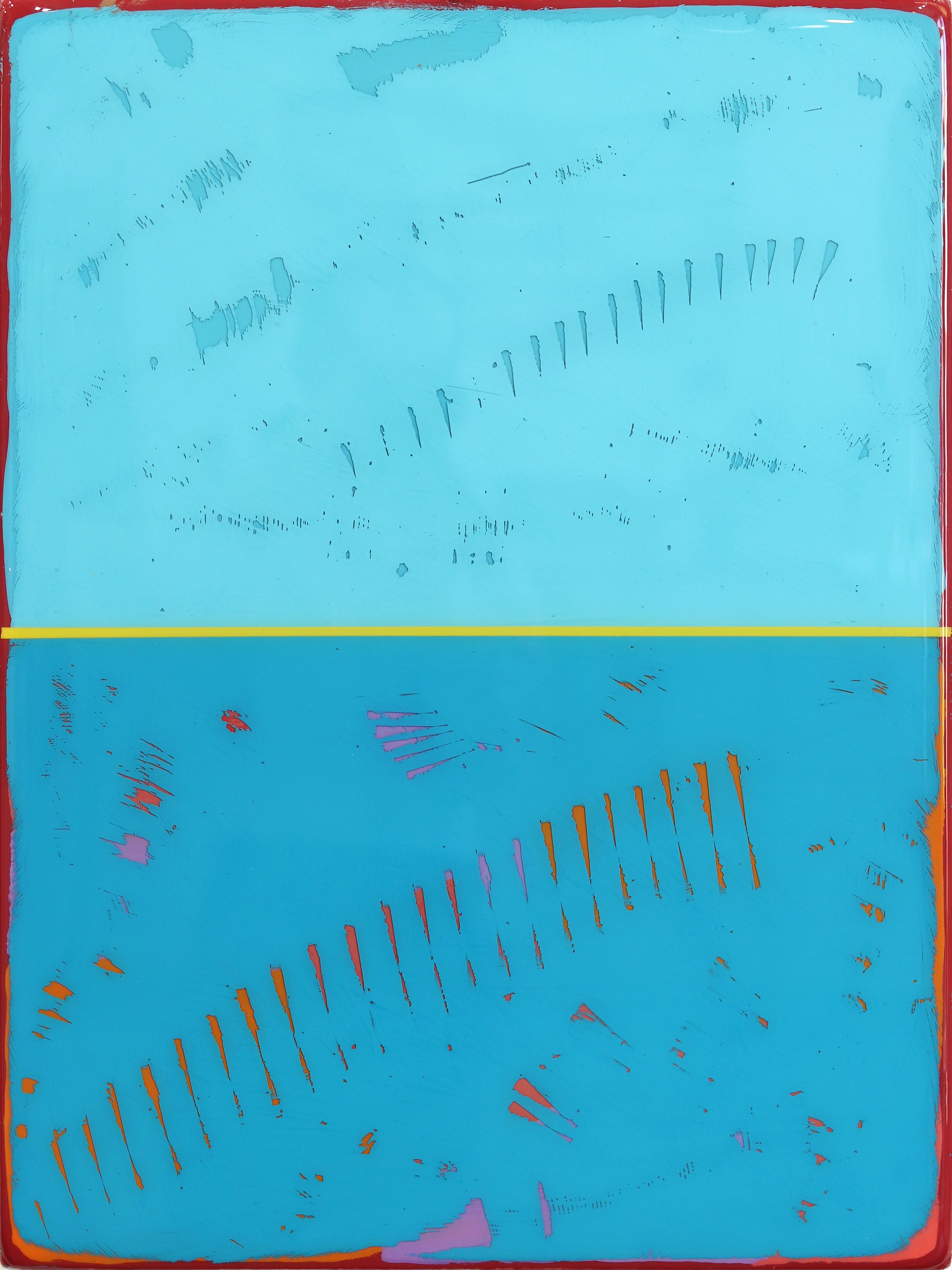 Ricky Hunt Abstract Painting - Double Vision 71 - Modern Resin Minimalist Vibrant Blue Dual Tone Abstract Art