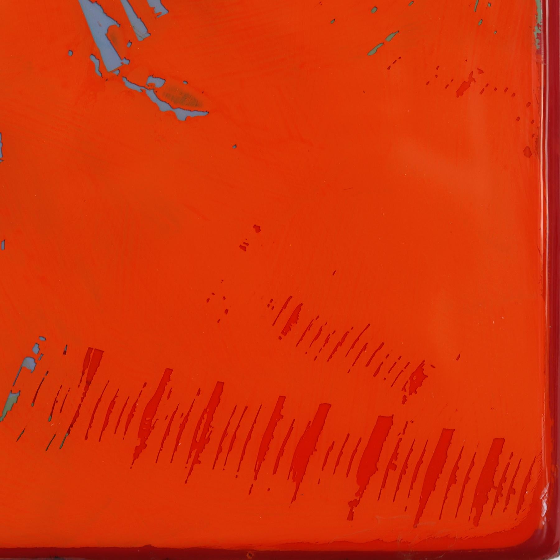 Double Vision 72 - Modern Shiny Resin Minimalist Vibrant Red Two Tone Artwork For Sale 5