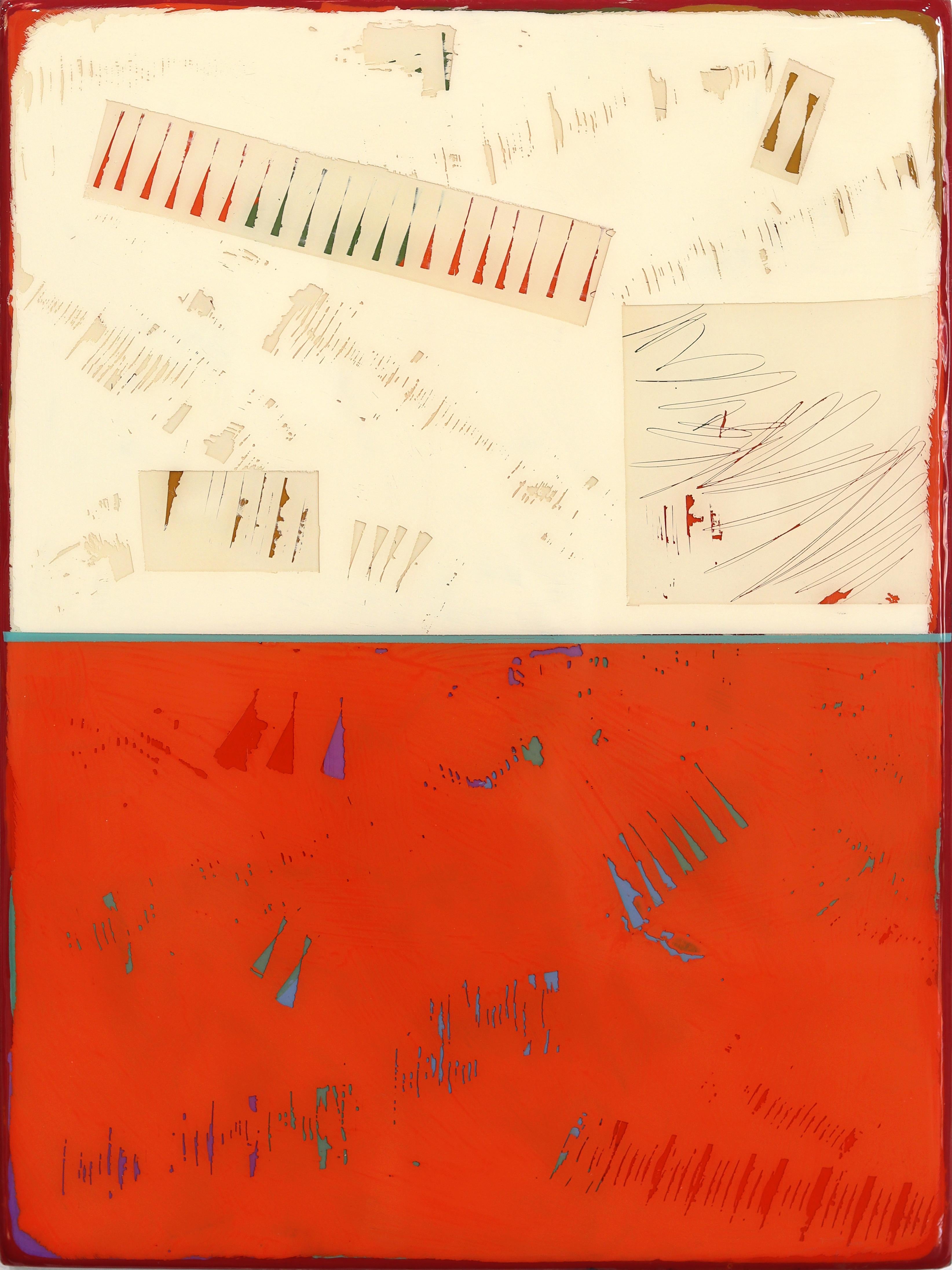 Double Vision 72 - Modern Shiny Resin Minimalist Vibrant Red Two Tone Artwork