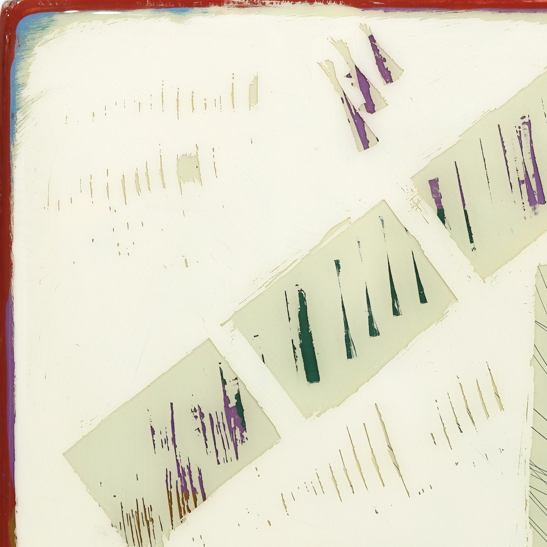 Double Vision 73 - Modern Shiny Resin Minimalist Dark Green Abstract Artwork For Sale 1