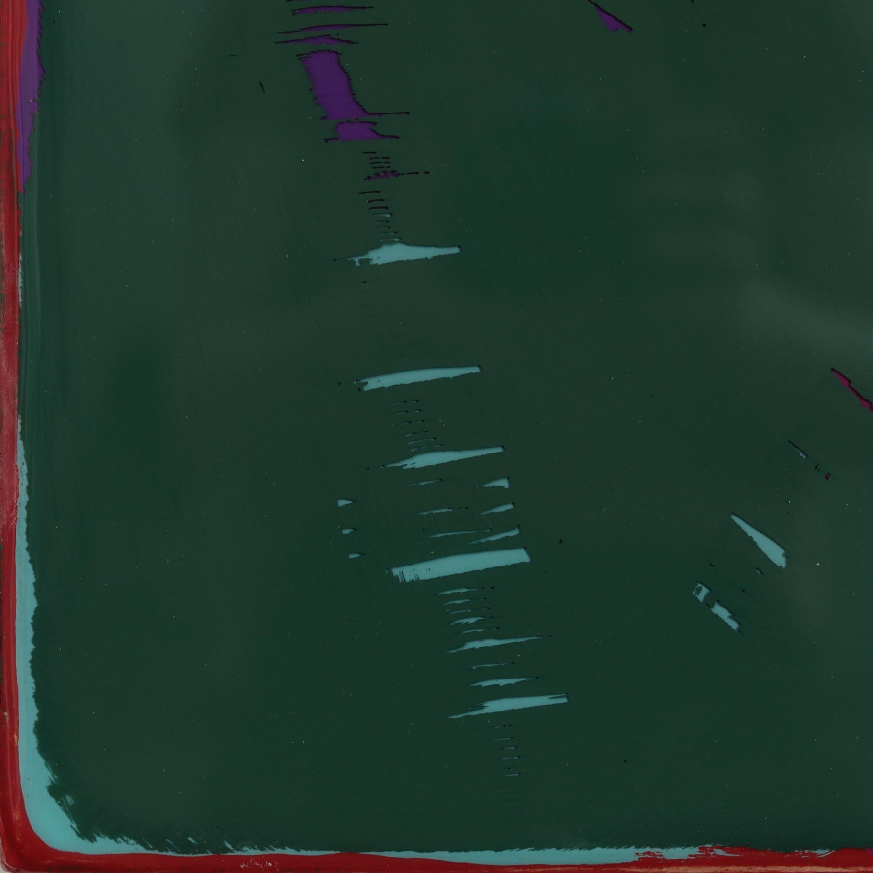 Double Vision 73 - Modern Shiny Resin Minimalist Dark Green Abstract Artwork For Sale 5