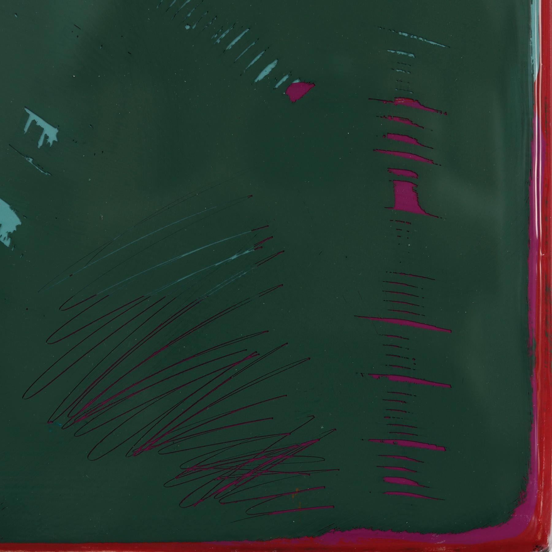 Double Vision 73 - Modern Shiny Resin Minimalist Dark Green Abstract Artwork For Sale 6