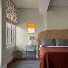 Double Vision 75 - Modern Shiny Resin Minimalist Yellow White Dual Tone Artwork