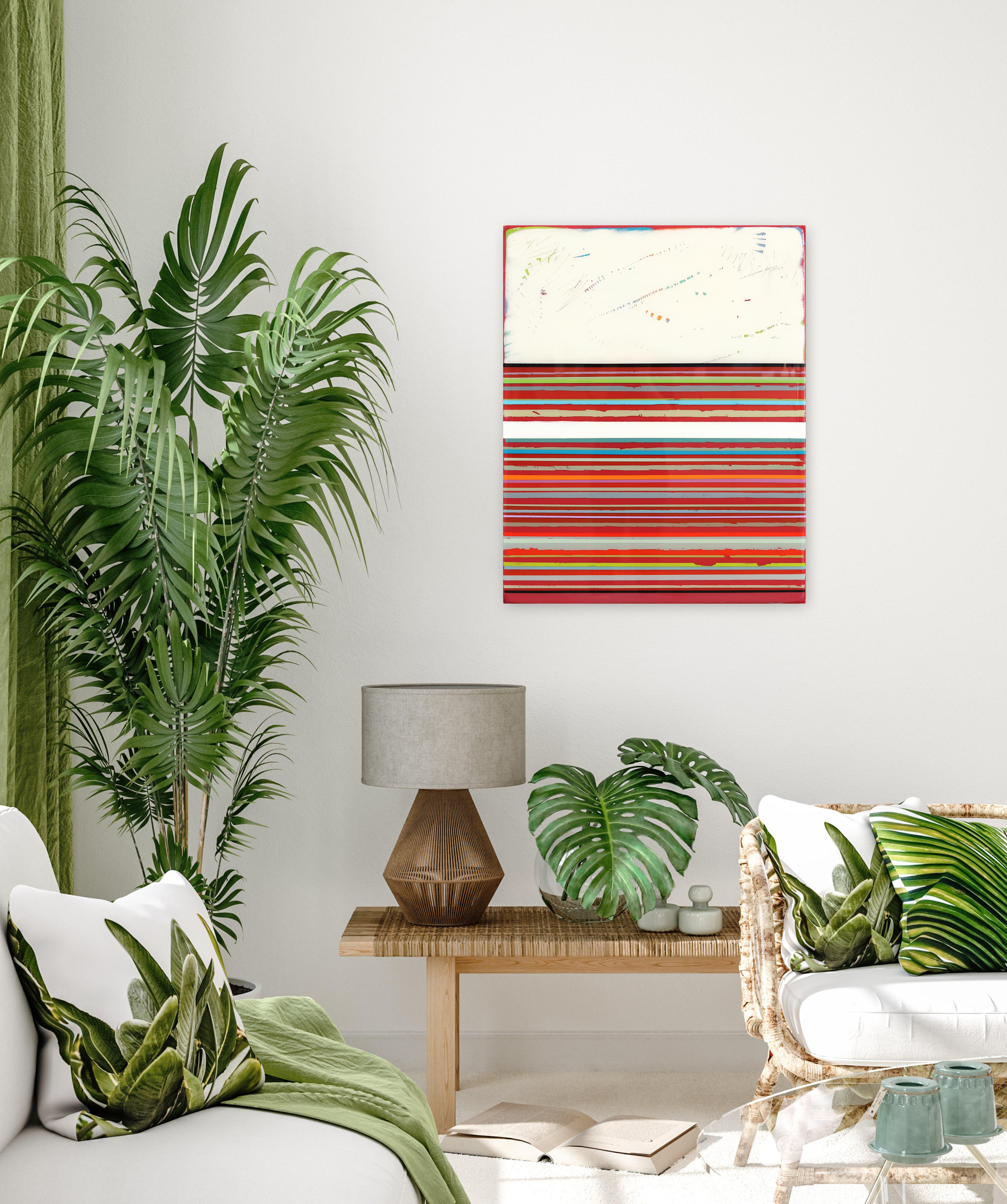 Fuego 12 - Minimalist Vibrant Colorful Striped Modern Abstract Acrylic Resin Art - Abstract Geometric Mixed Media Art by Ricky Hunt