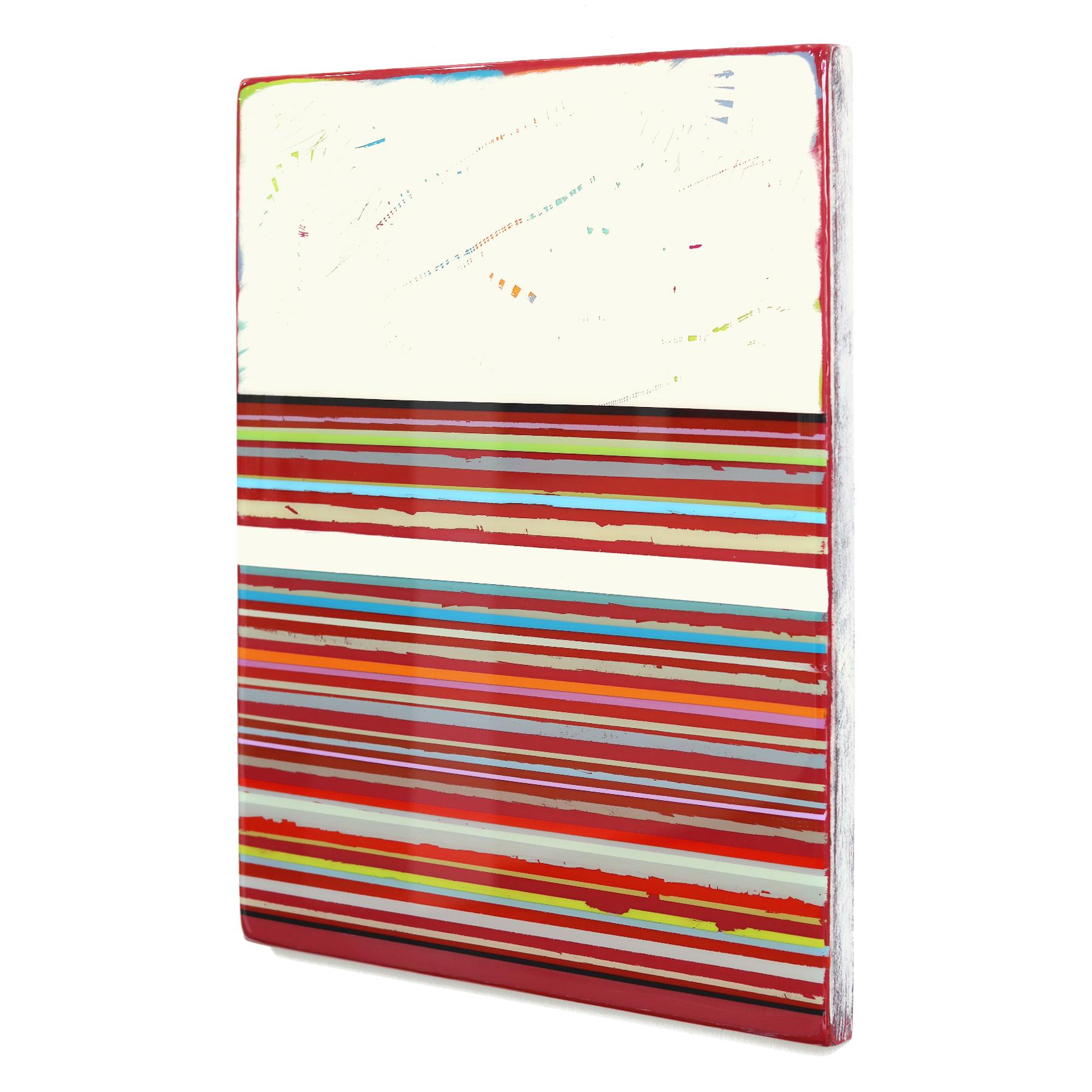 Fuego 12 - Minimalist Vibrant Colorful Striped Modern Abstract Acrylic Resin Art For Sale 1