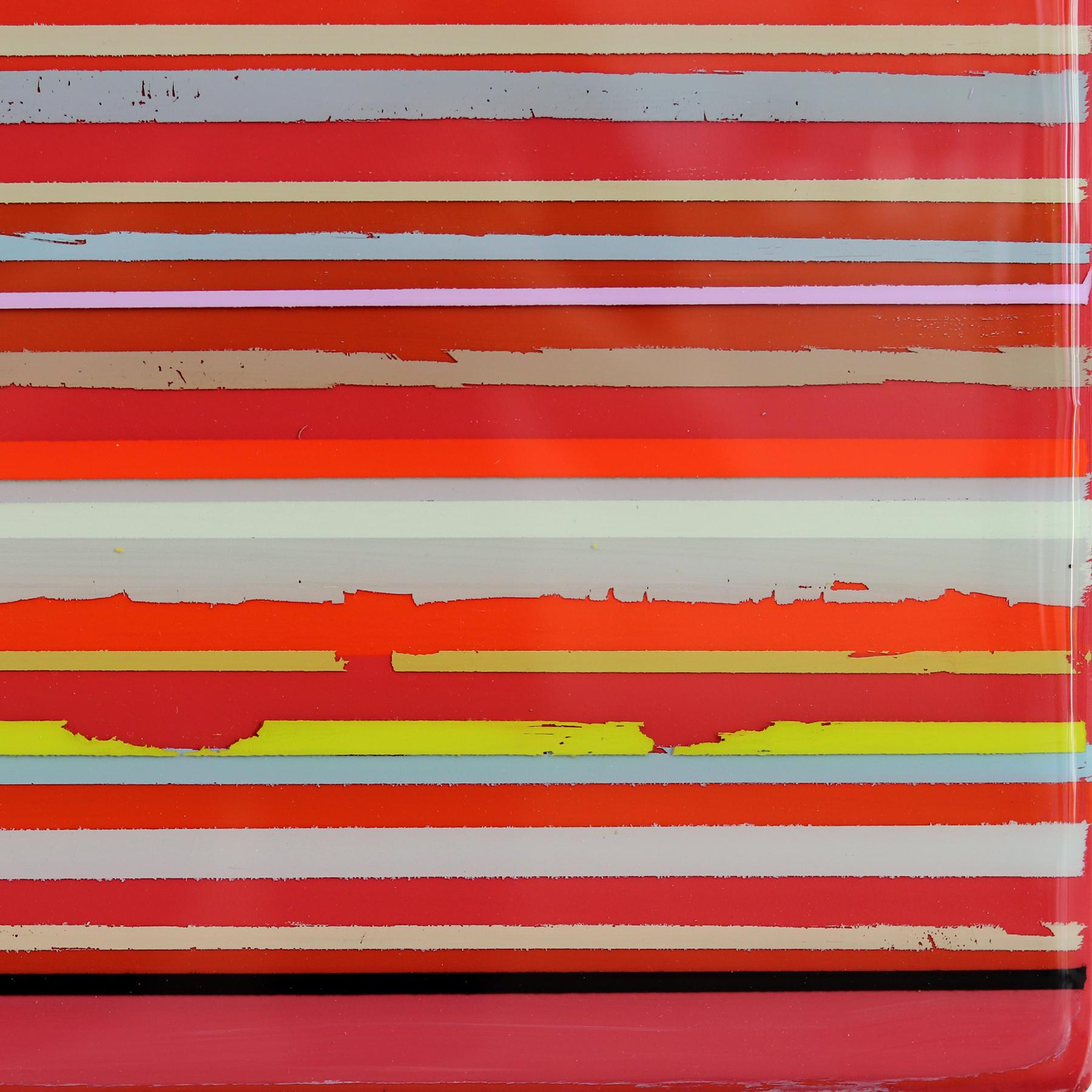 Fuego 12 - Minimalist Vibrant Colorful Striped Modern Abstract Acrylic Resin Art For Sale 2