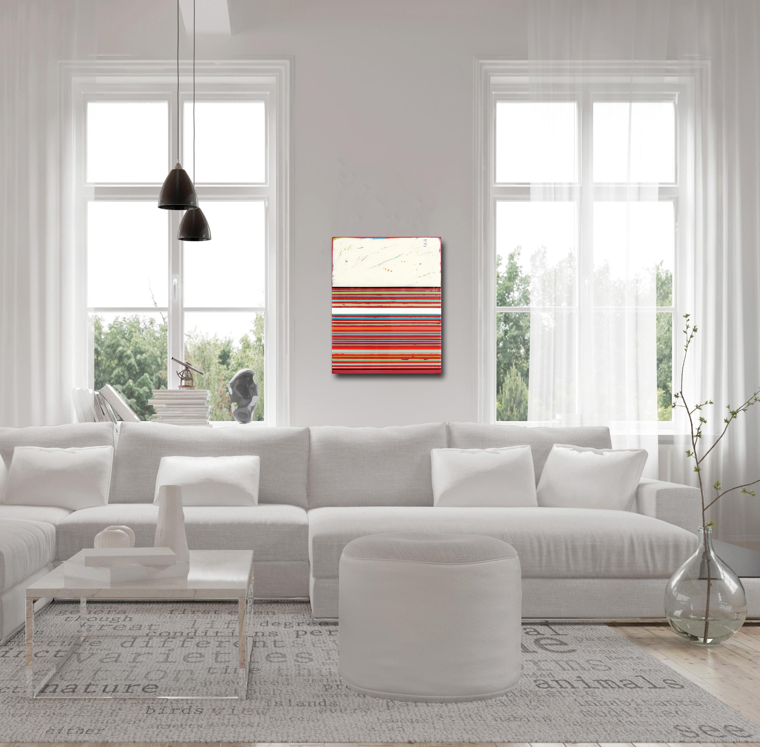 Fuego 12 - Minimalist Vibrant Colorful Striped Modern Abstract Acrylic Resin Art For Sale 3